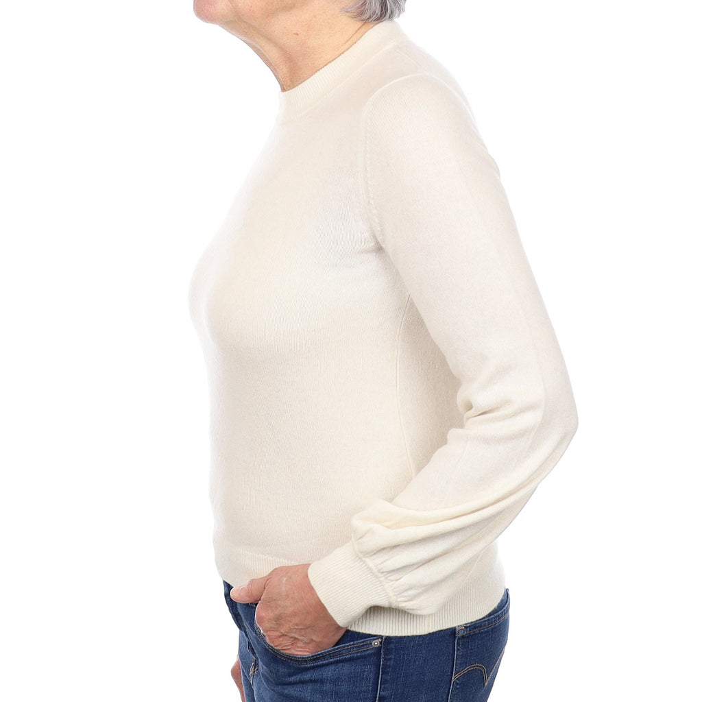 Cream Cashmere Balloon Sleeve Crew Neck Jumper Medium