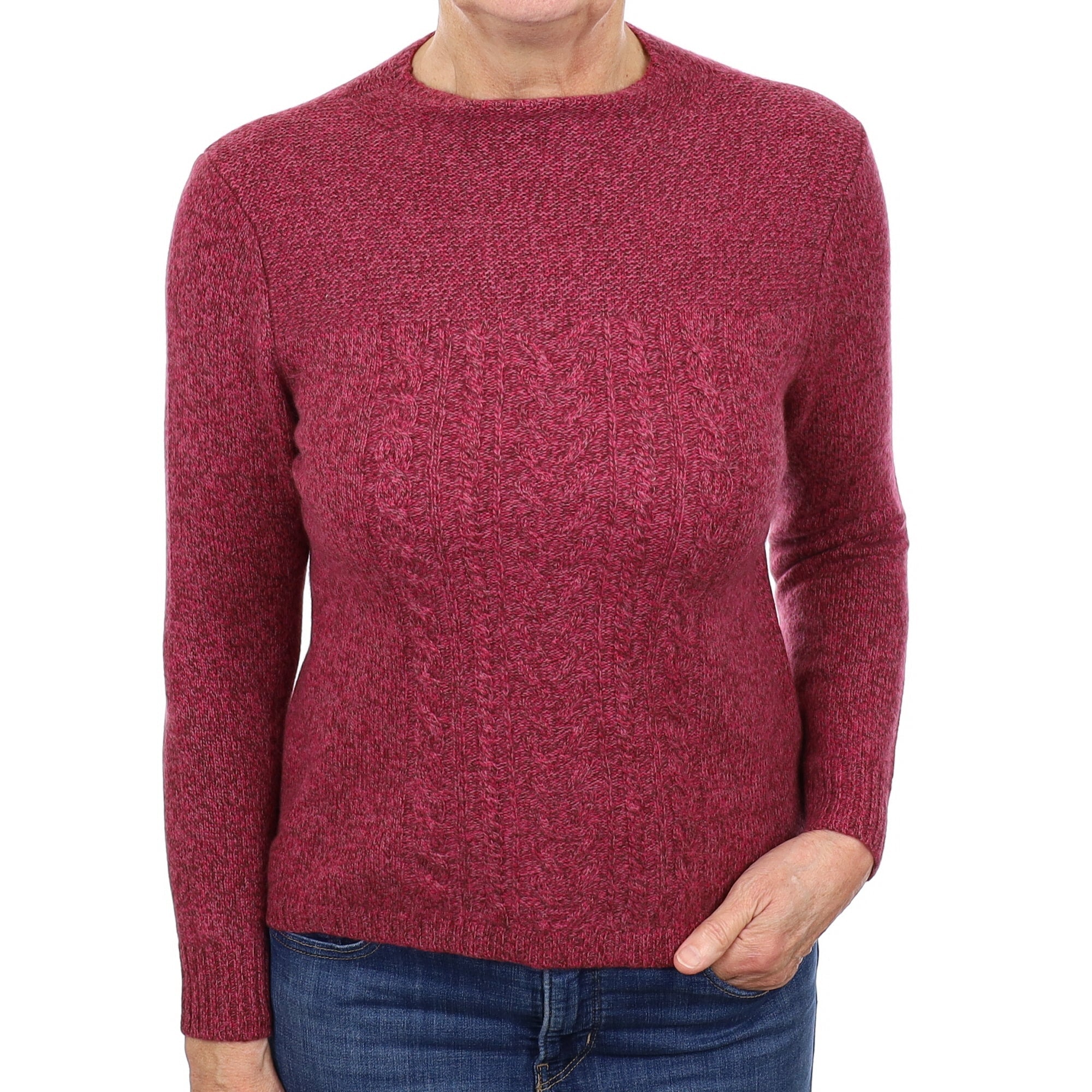 Raspberry and Mulberry Marl Cashmere Turtle Neck Jumper Medium