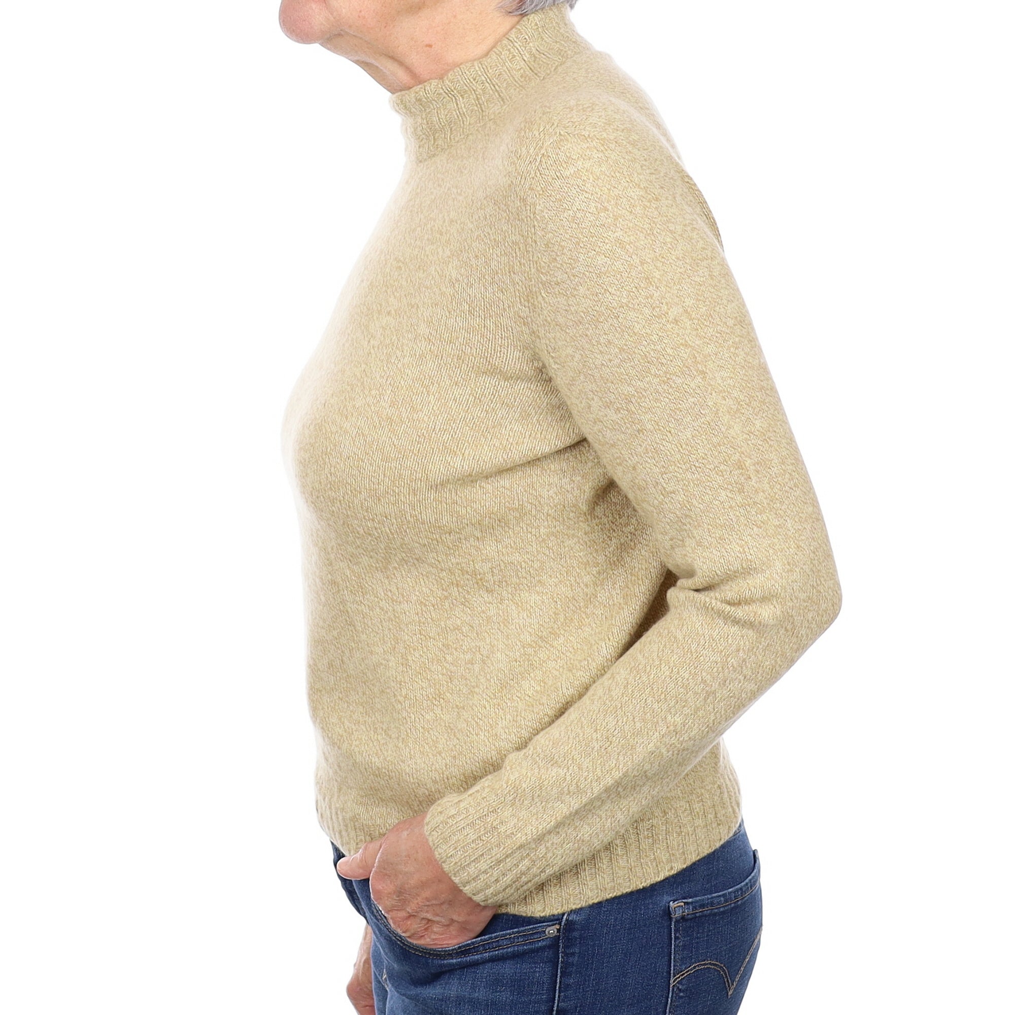 Biscuit Marl Cashmere Turtle Neck Jumper Medium
