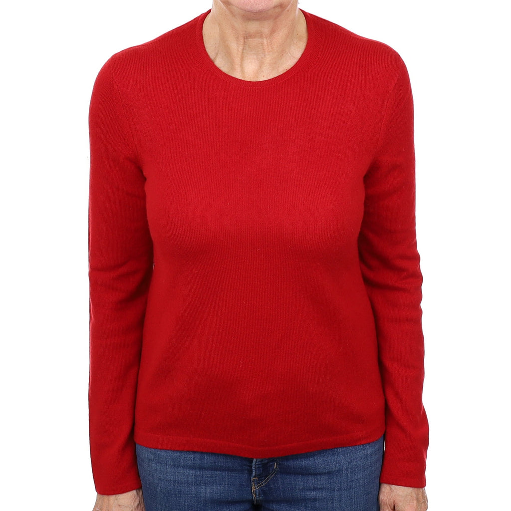 Crimson Red Cashmere Crew Neck Jumper Medium