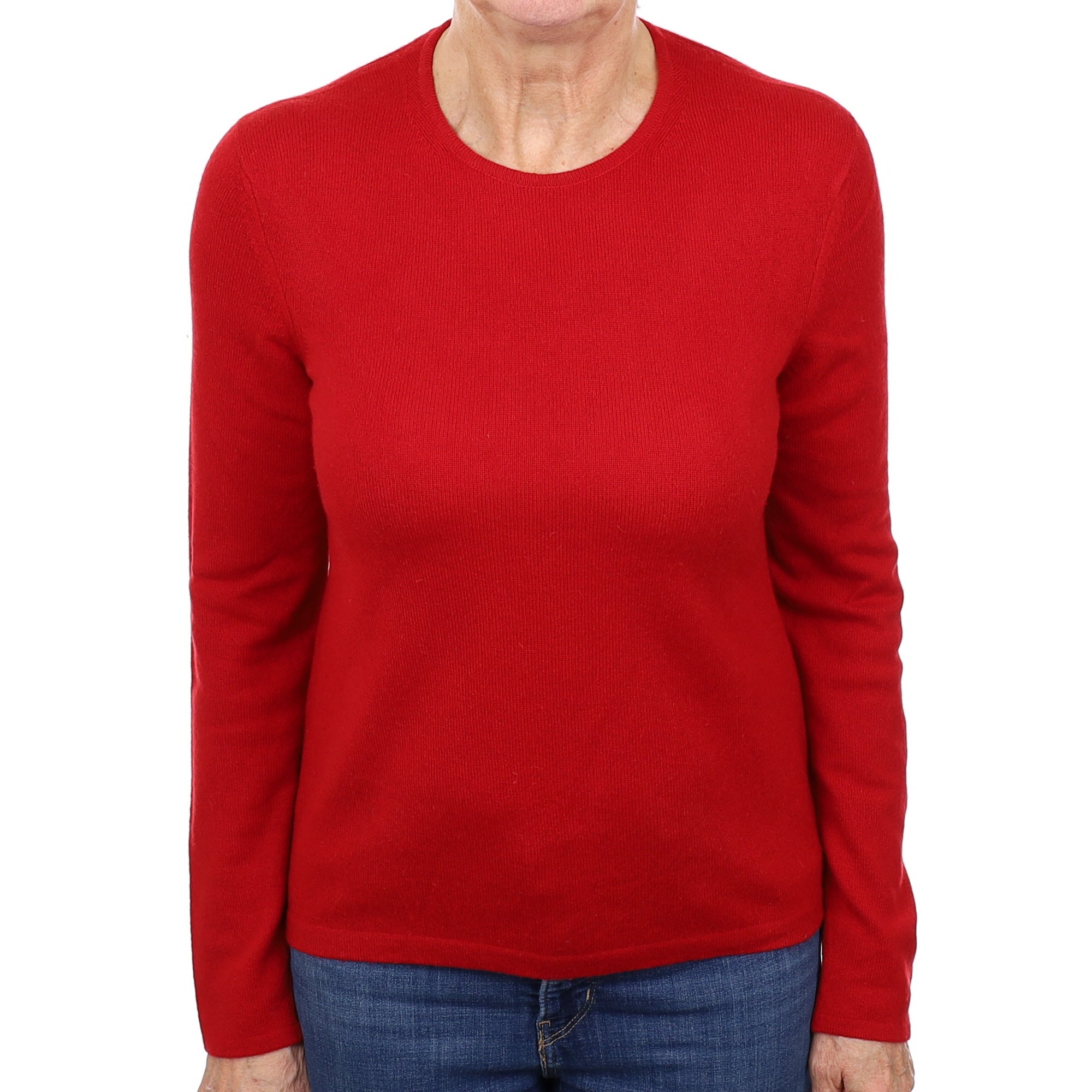Crimson Red Cashmere Crew Neck Jumper Medium