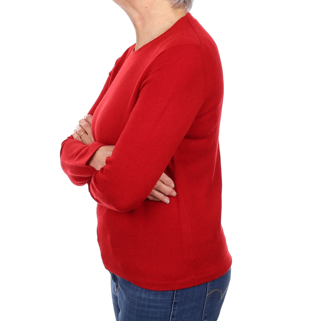 Crimson Red Cashmere Crew Neck Jumper Medium