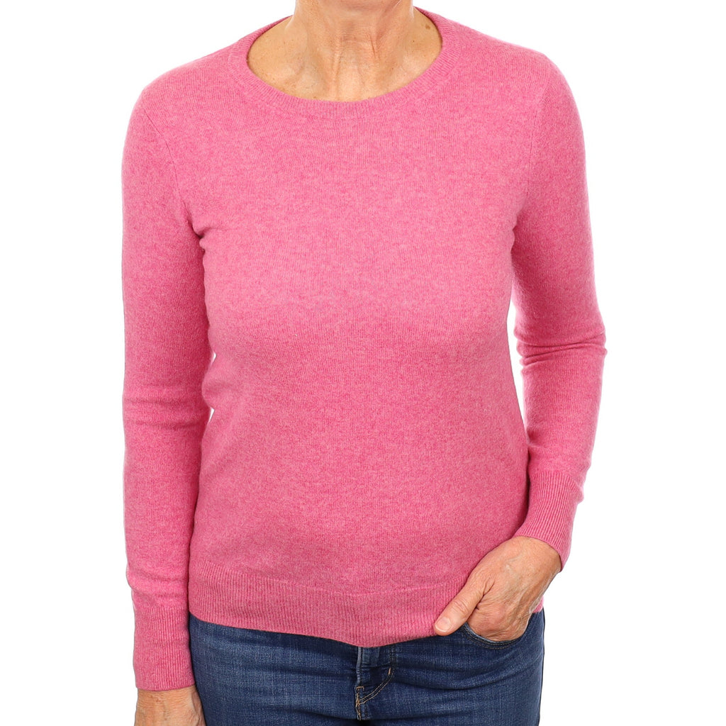 Raspberry Marl Cashmere Crew Neck Jumper Medium