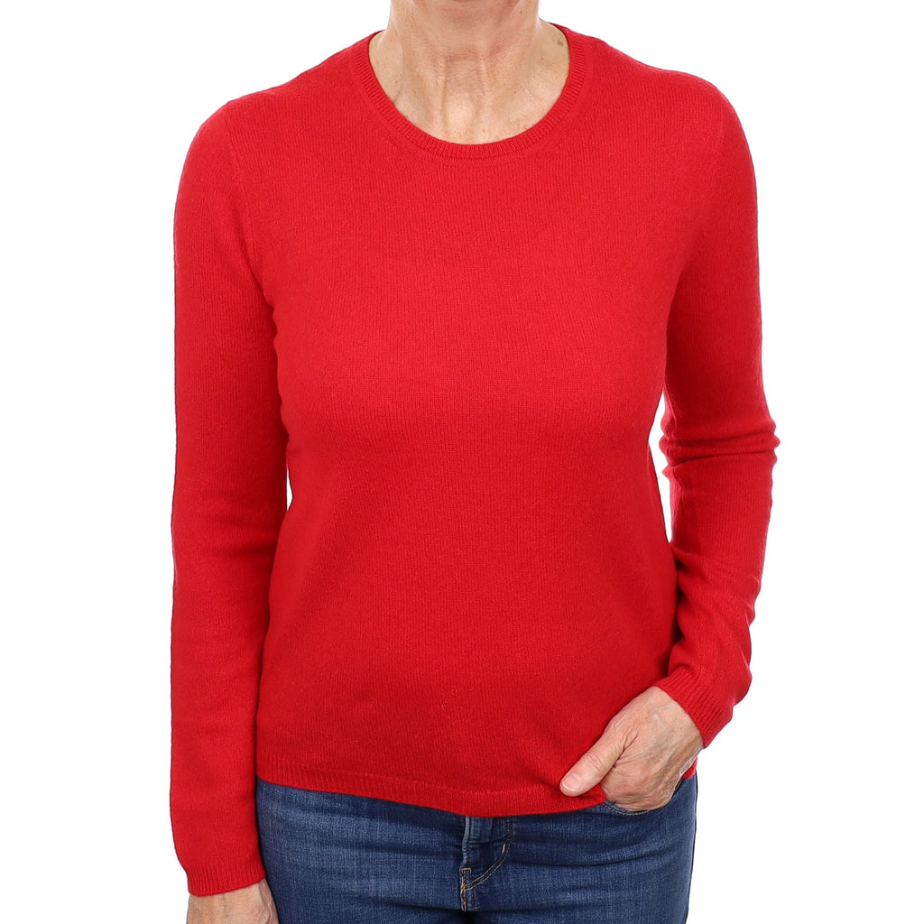 Berry Red Cashmere Crew Neck Jumper Medium