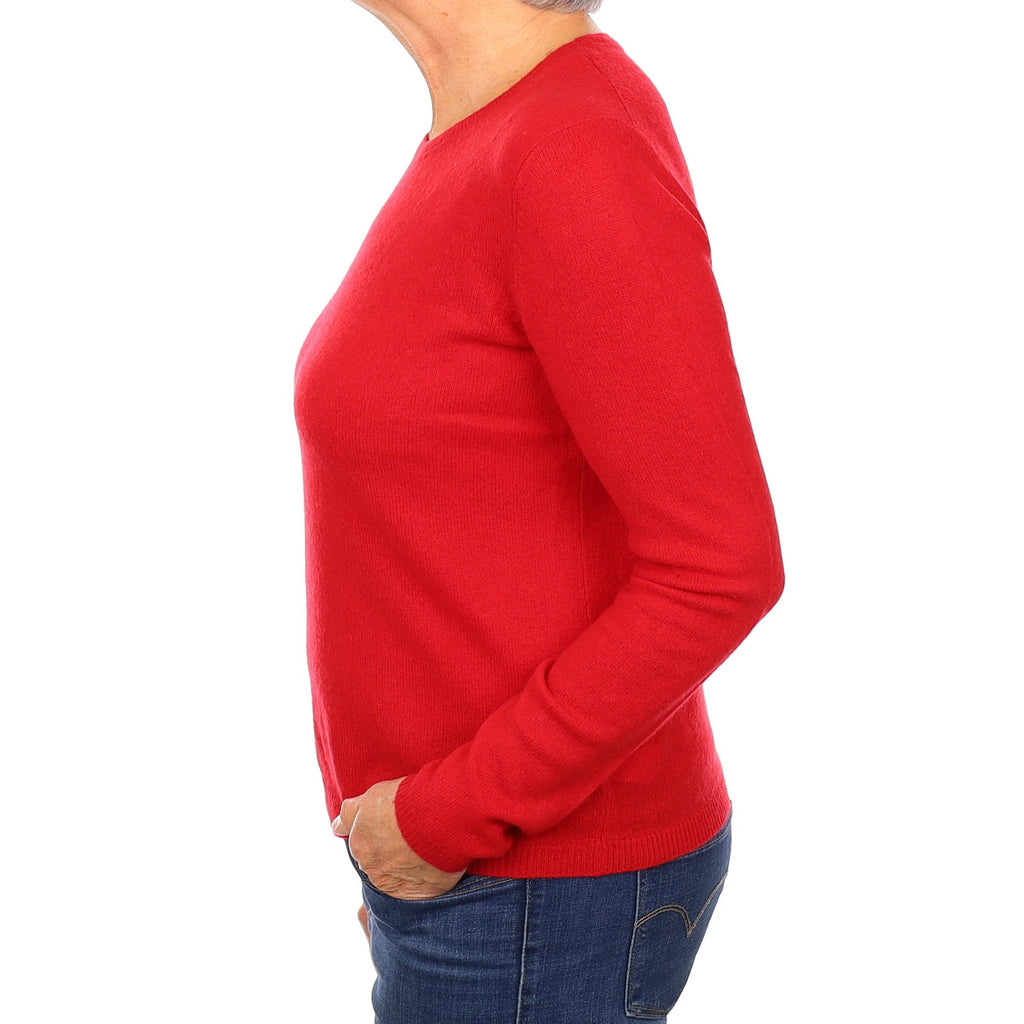 Berry Red Cashmere Crew Neck Jumper Medium