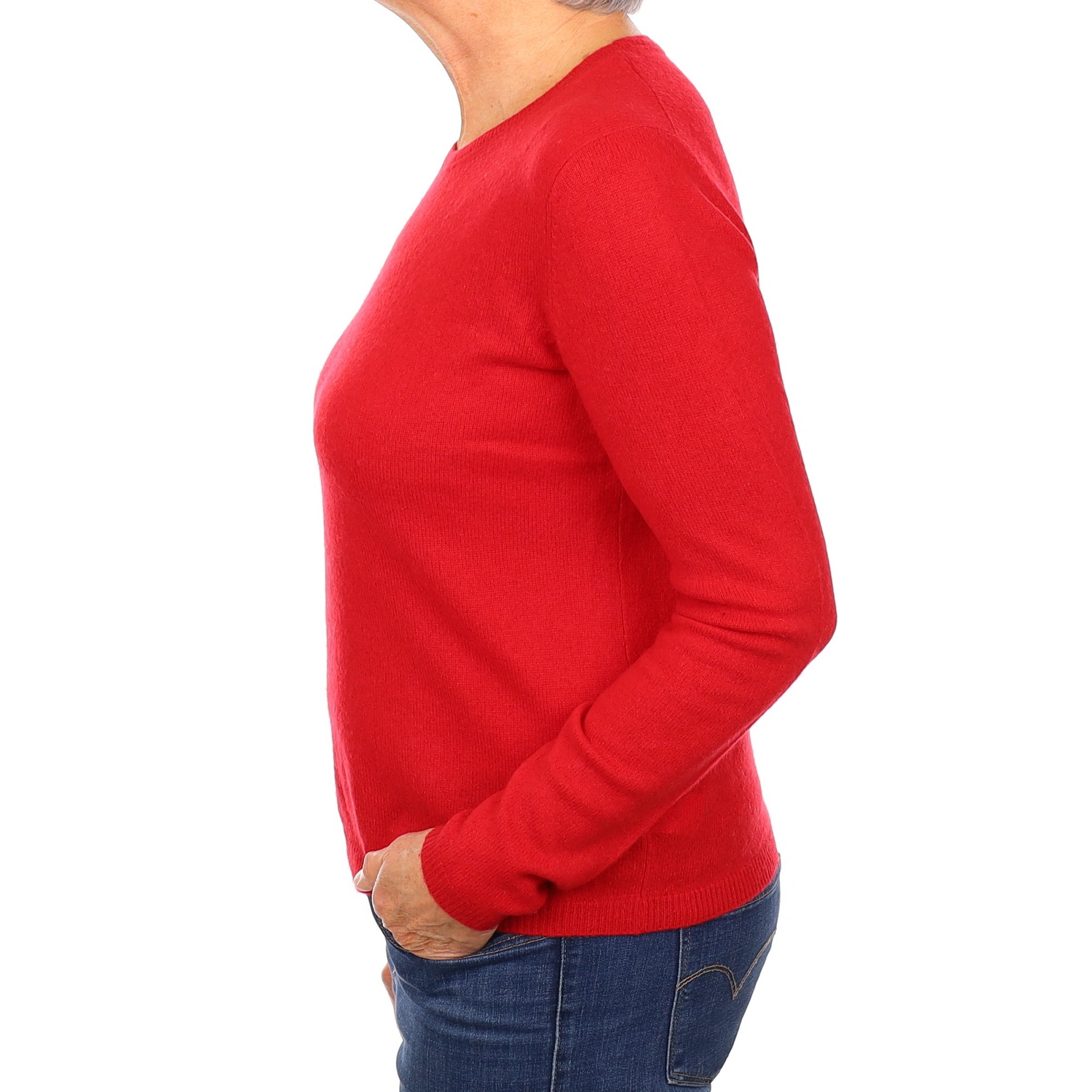 Berry Red Cashmere Crew Neck Jumper Medium