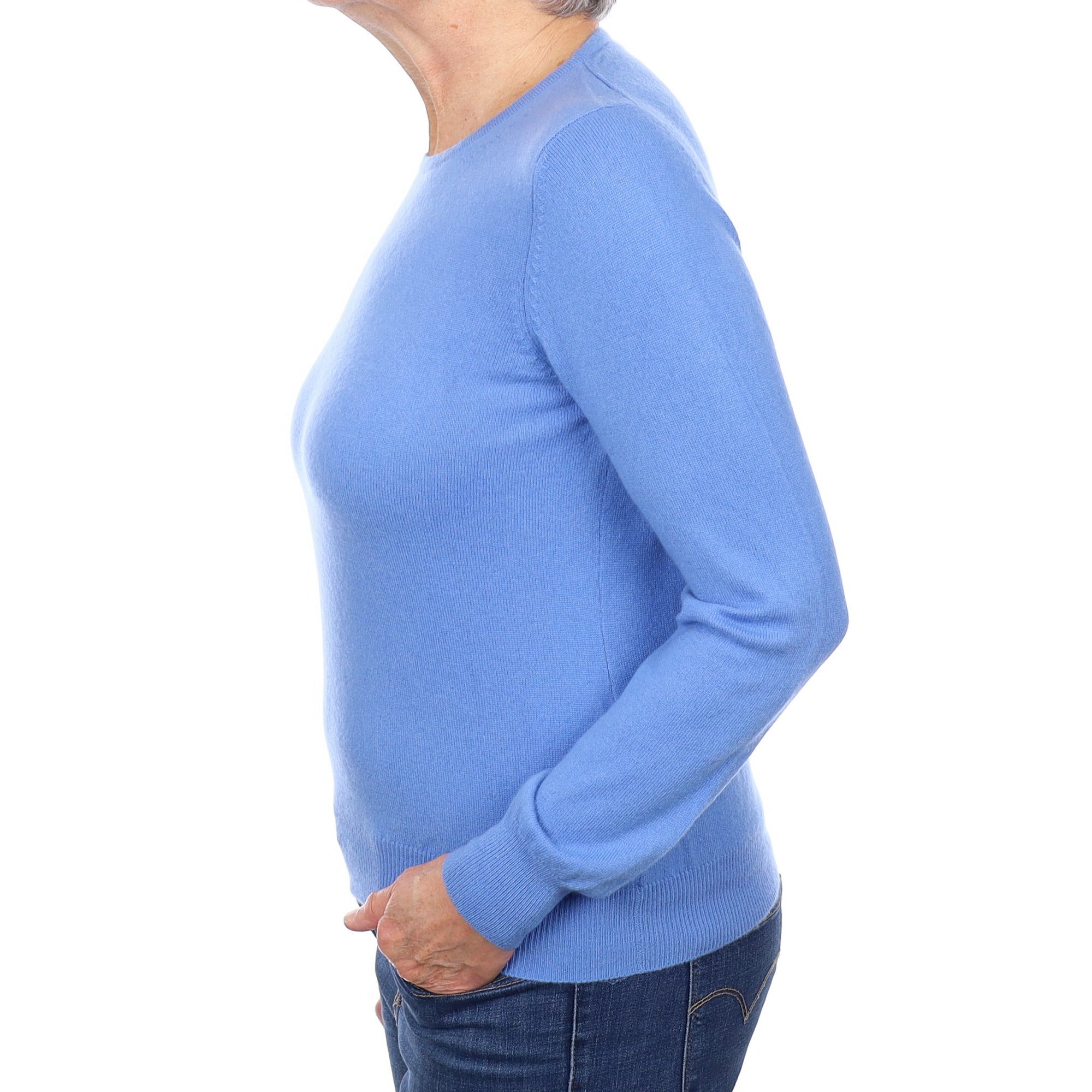 Cornflower Blue Cashmere Crew Neck Jumper Medium