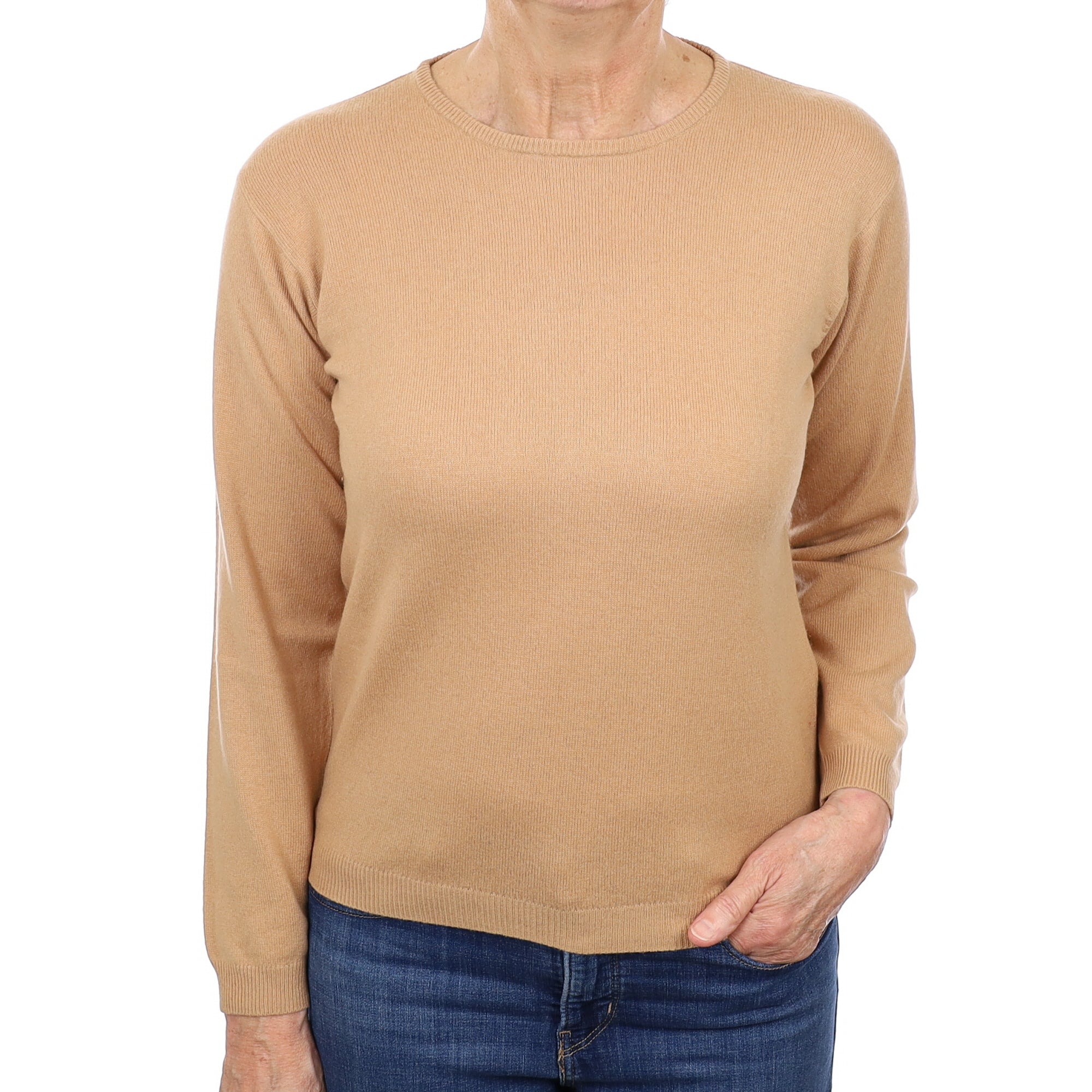 Caramel Brown Cashmere Crew Neck Jumper Medium