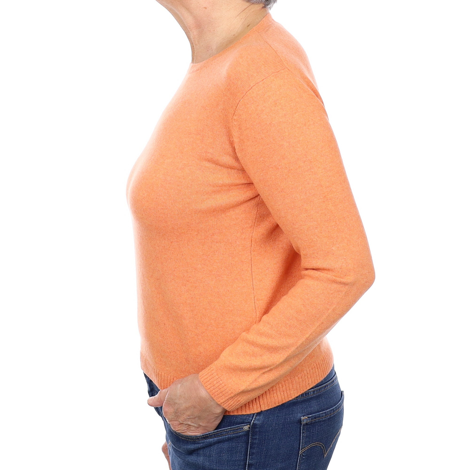 Sunset Orange Cashmere Crew Neck Jumper Medium