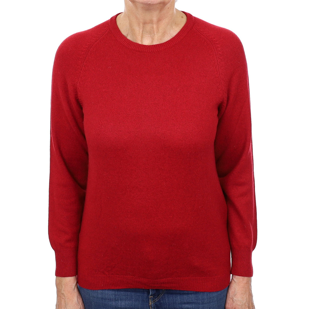 Crimson Red Cashmere Crew Neck Jumper Medium