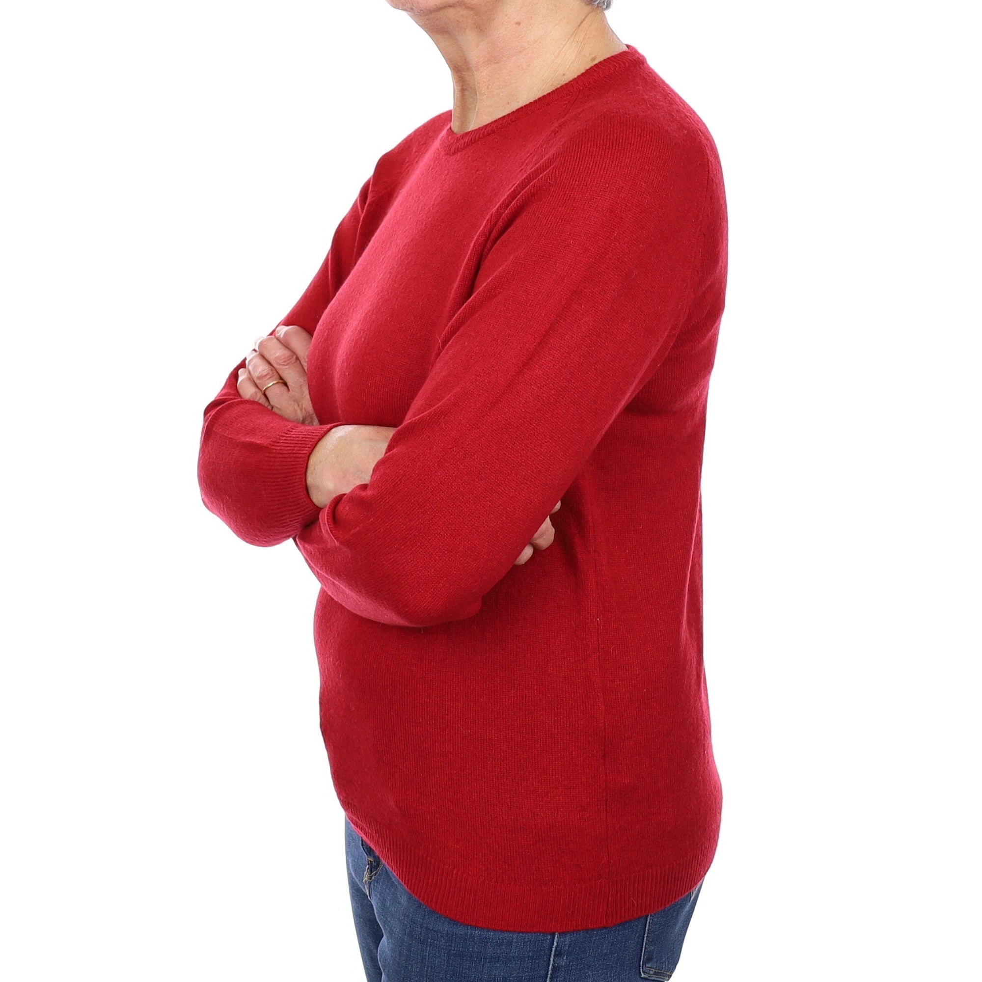 Crimson Red Cashmere Crew Neck Jumper Medium