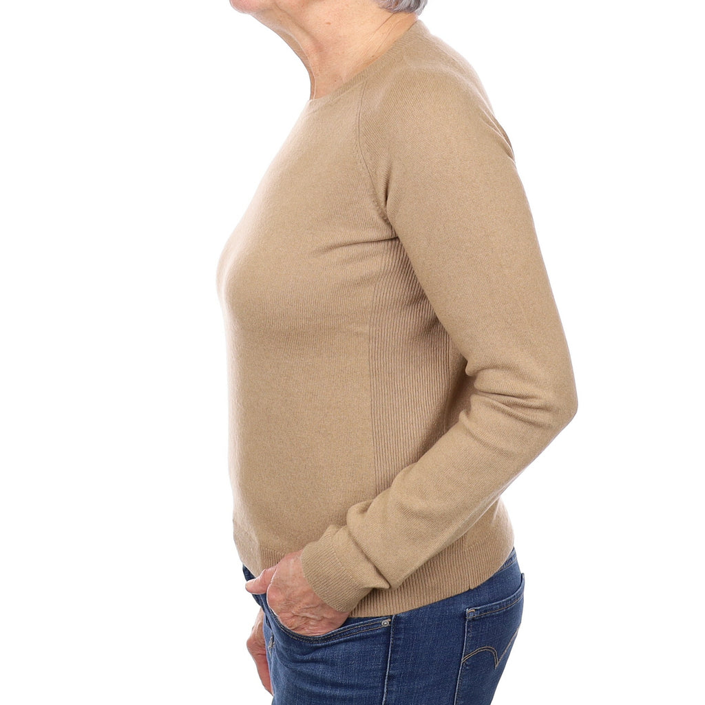 Camel Sweatshirt Style Cashmere Crew Neck Jumper Medium