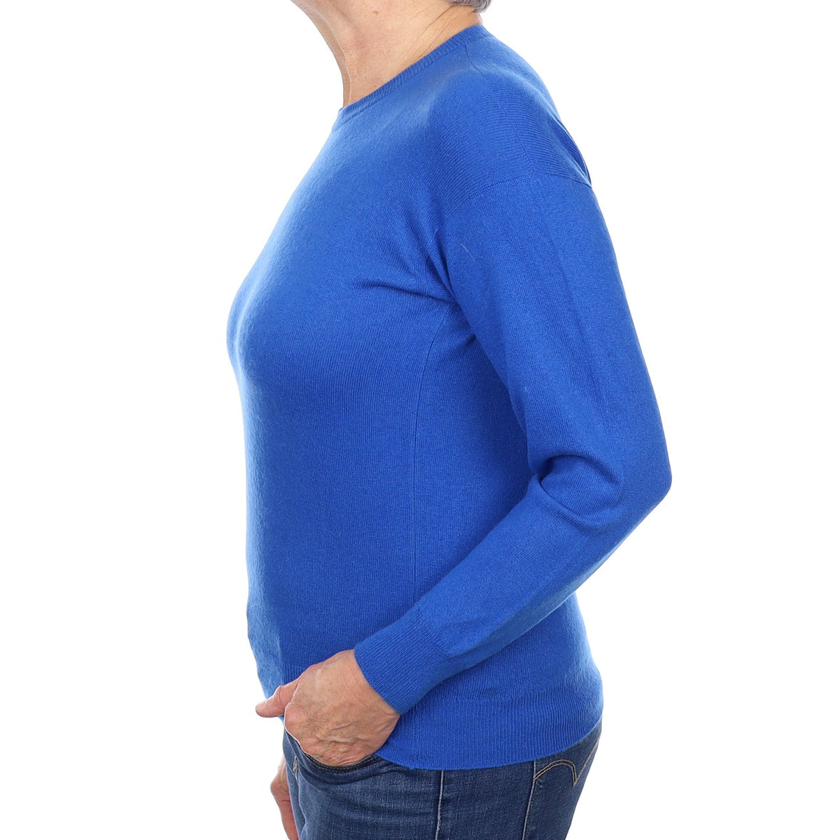 Scottish Azure Blue Cashmere Crew Neck Jumper Medium