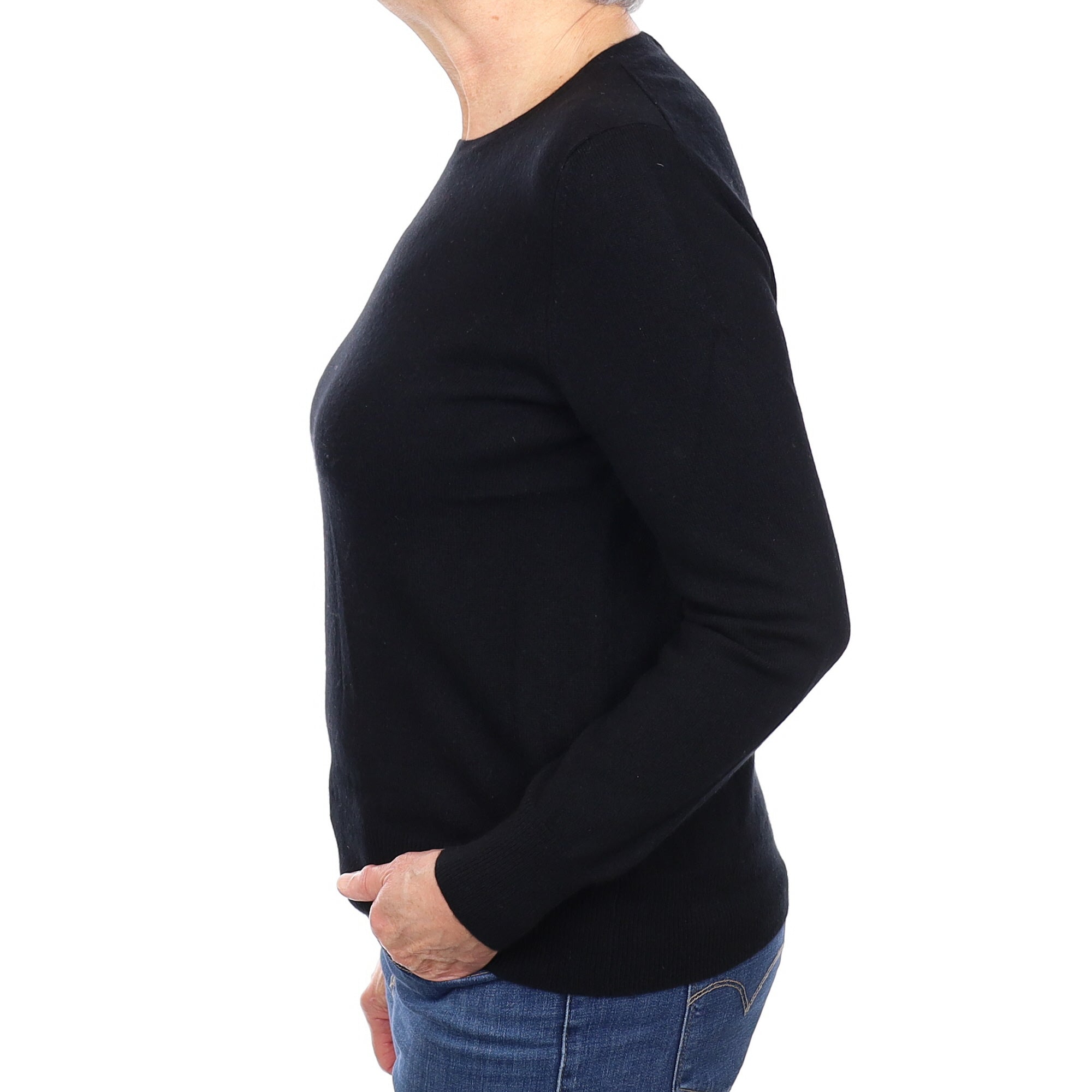 Black Cashmere Crew Neck Jumper Medium