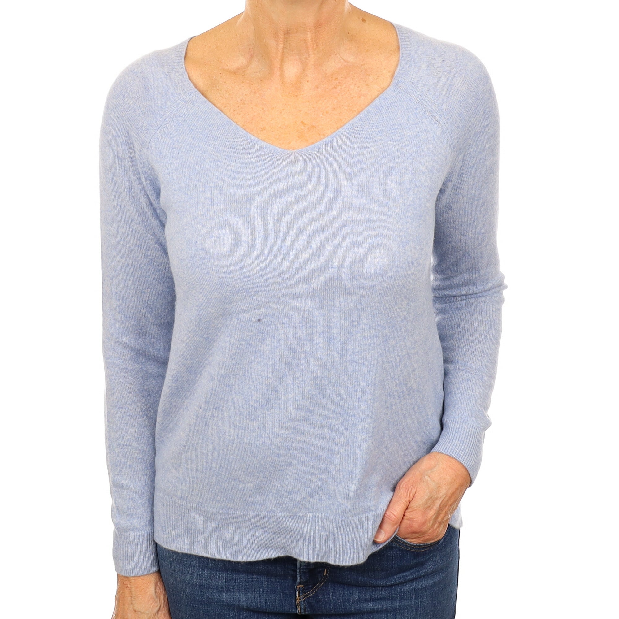 Sky Blue Cashmere V Neck Jumper Medium
