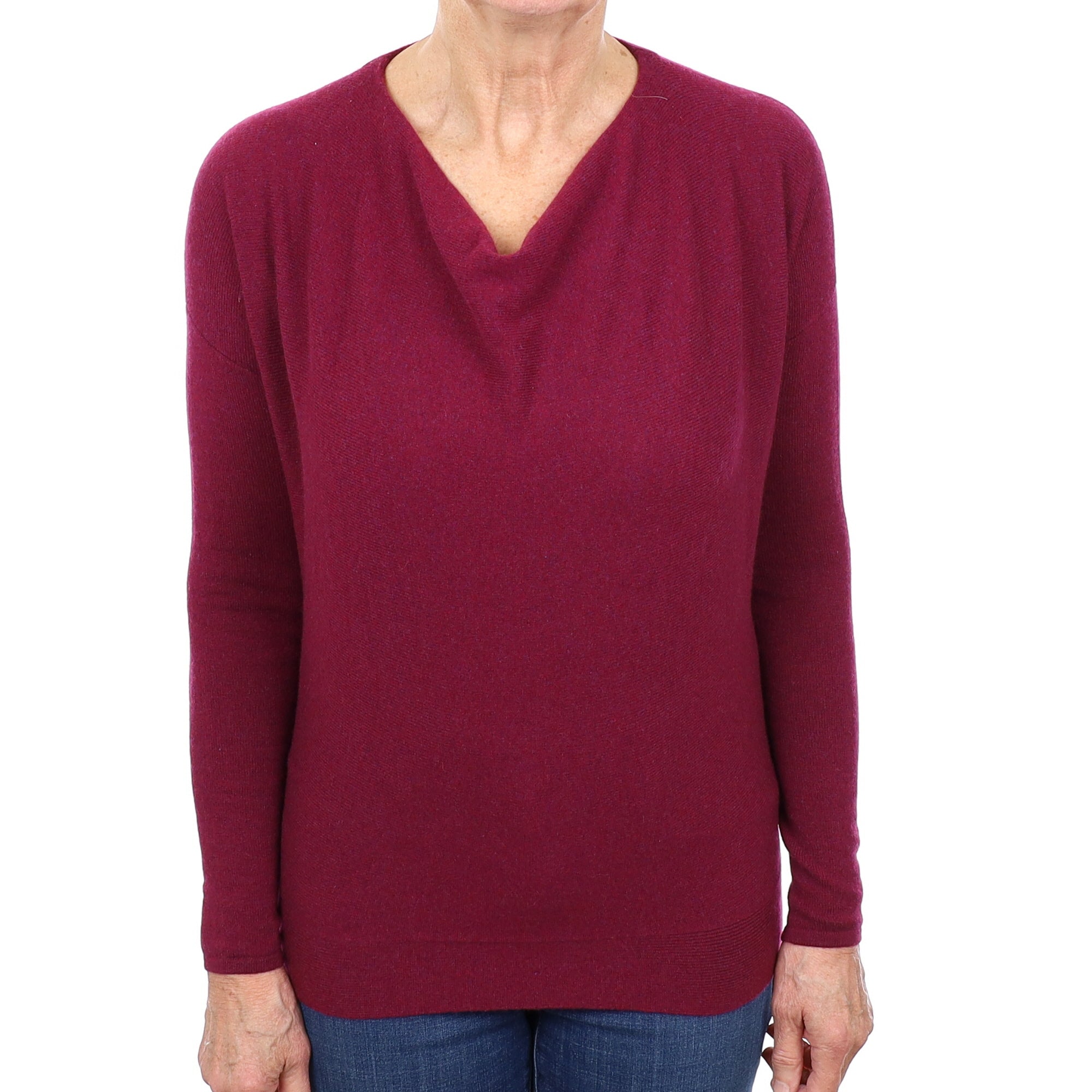 Mulberry Purple Cashmere Drape Neck Jumper Medium
