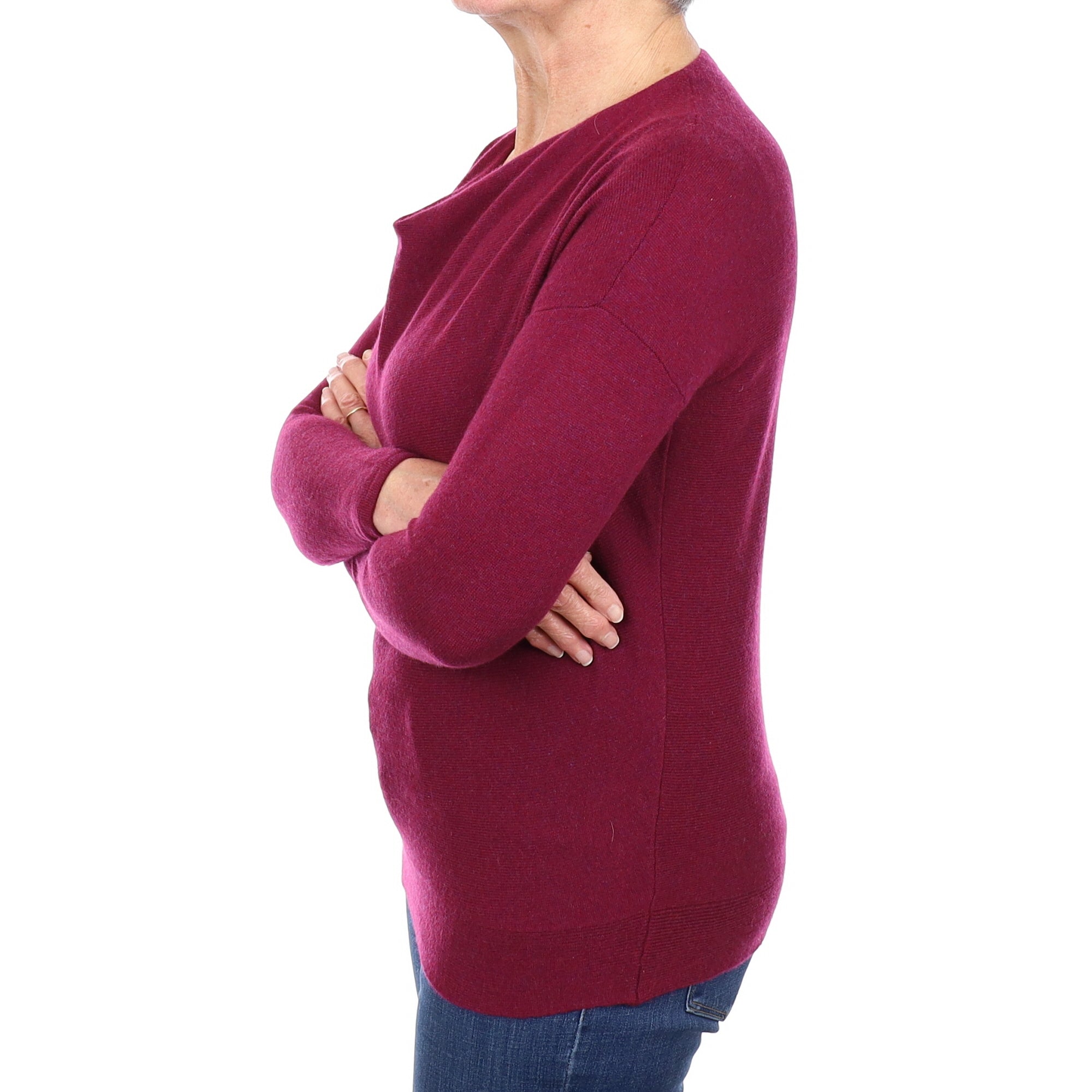 Mulberry Purple Cashmere Drape Neck Jumper Medium