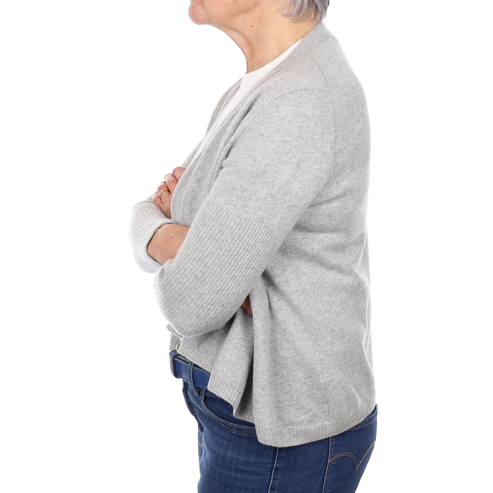 Smoke Grey Cashmere Waterfall Cardigan Medium