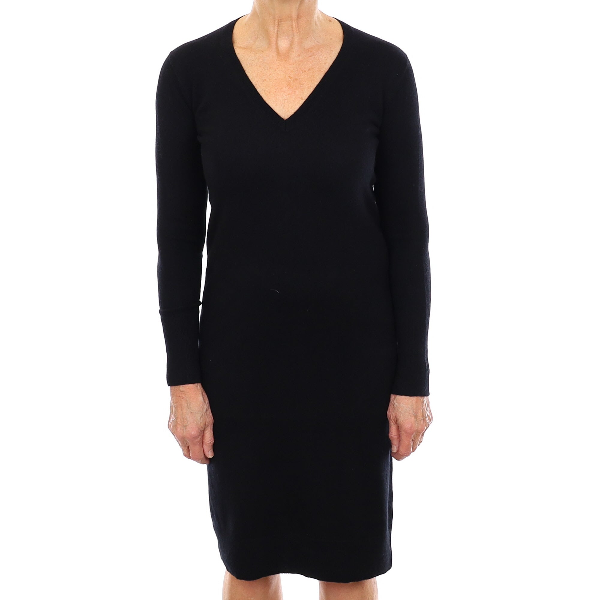 Everlane Black Cashmere V Neck Long-Sleeve Dress Medium