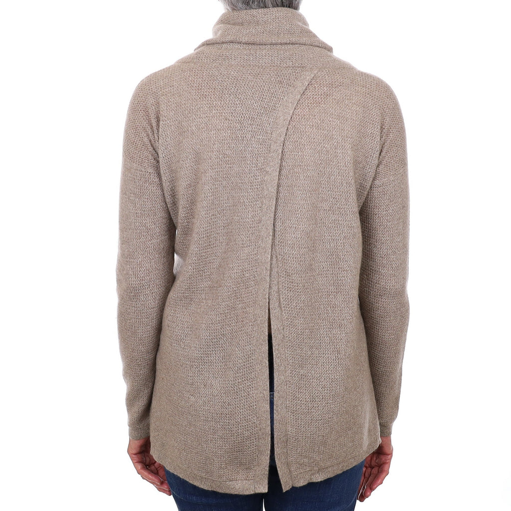 Mink Brown Cashmere Open Back Cowl Neck Jumper Medium