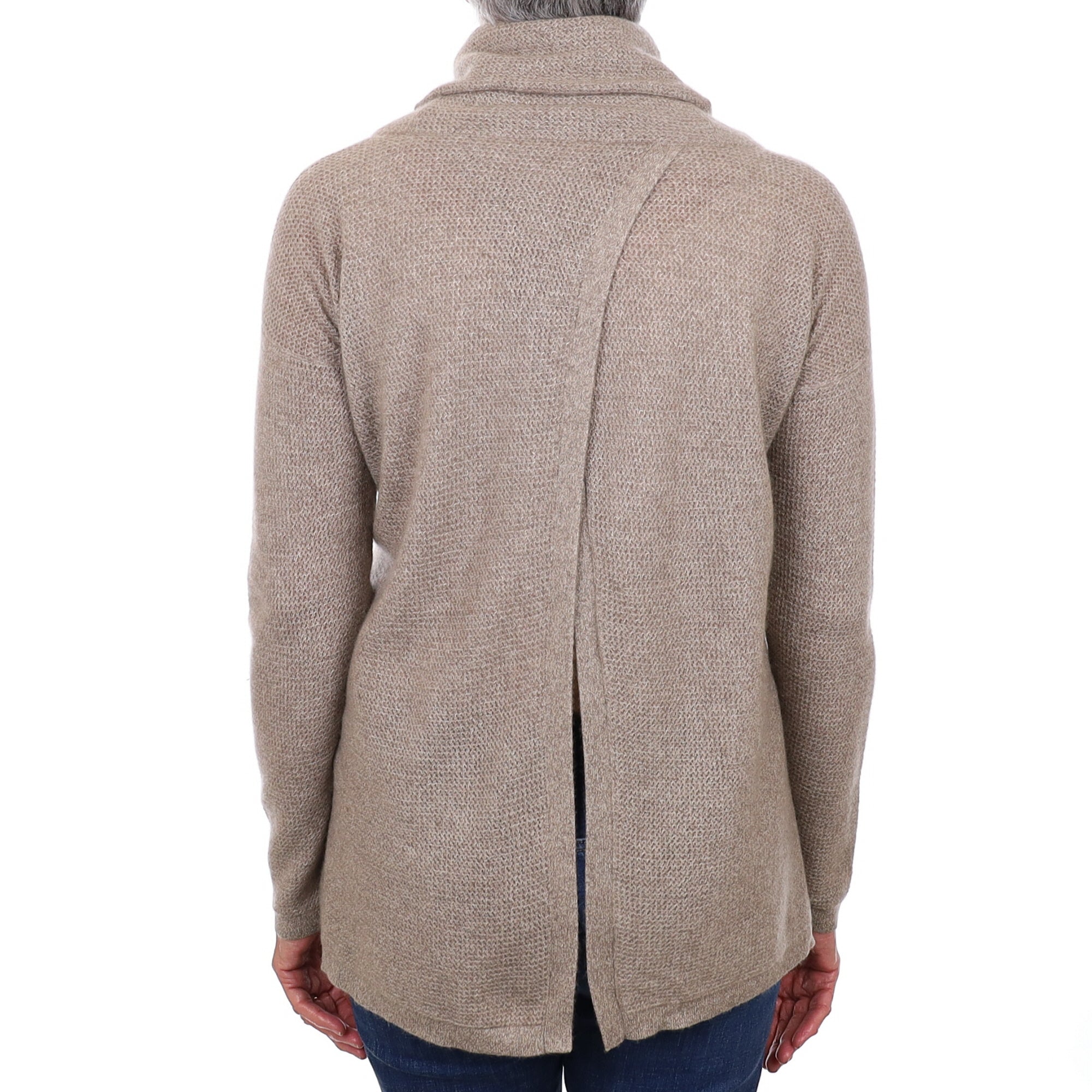 Mink Brown Cashmere Open Back Cowl Neck Jumper Medium