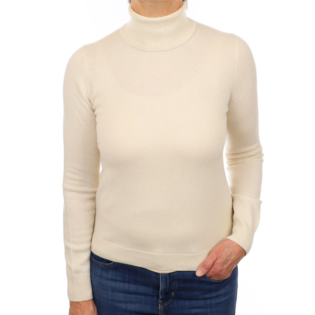 Cream Cashmere Polo Neck Jumper Medium
