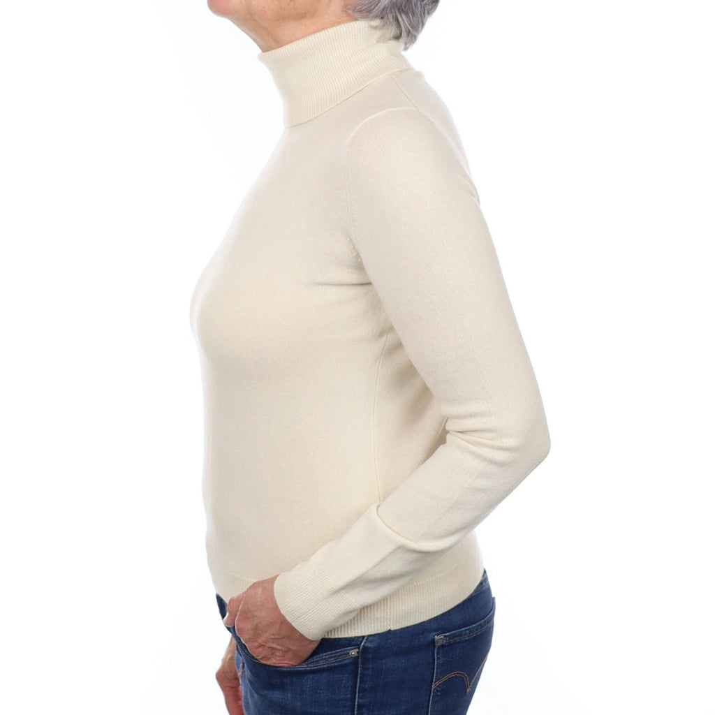 Cream Cashmere Polo Neck Jumper Medium