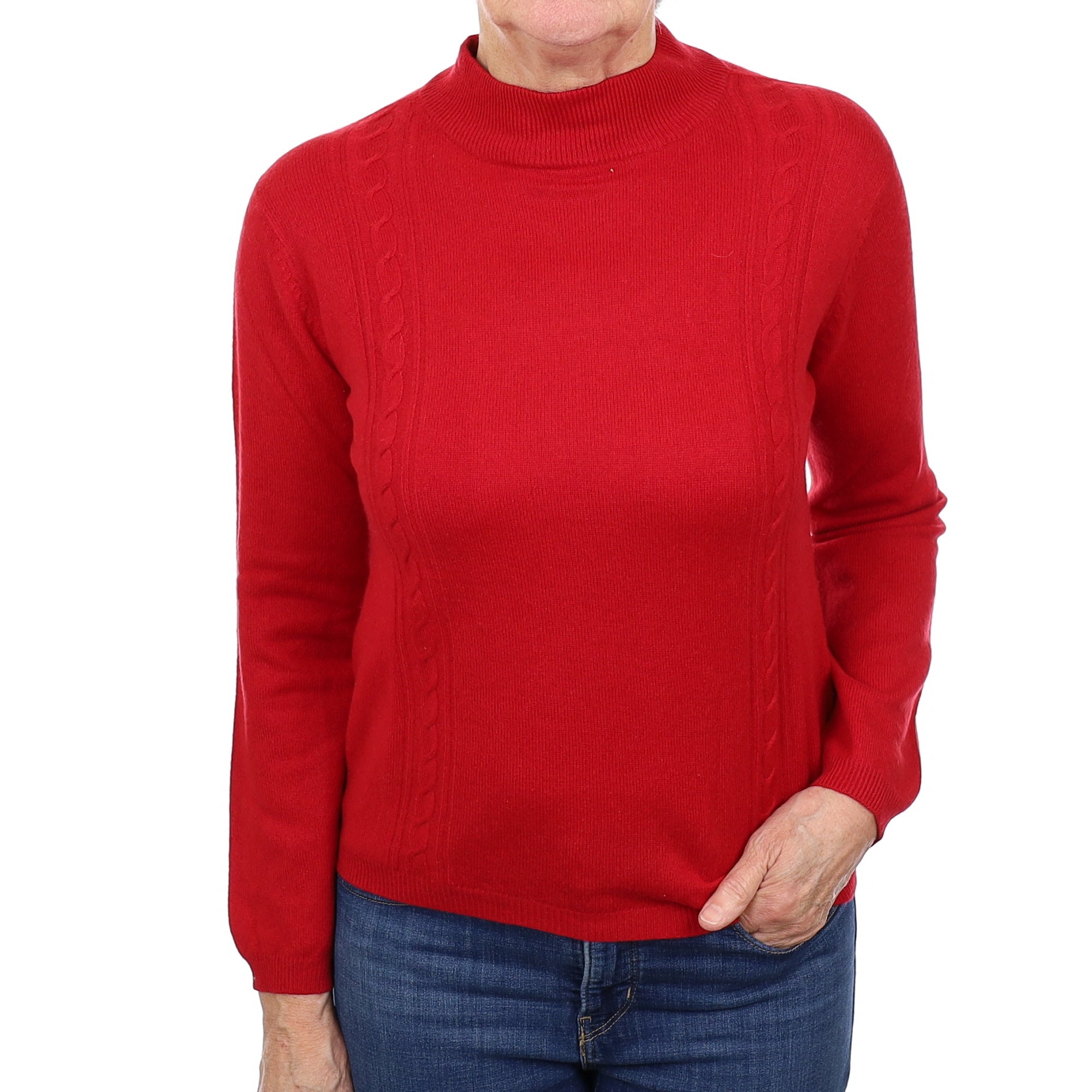 Post Box Red Cashmere Turtle Neck Jumper Medium