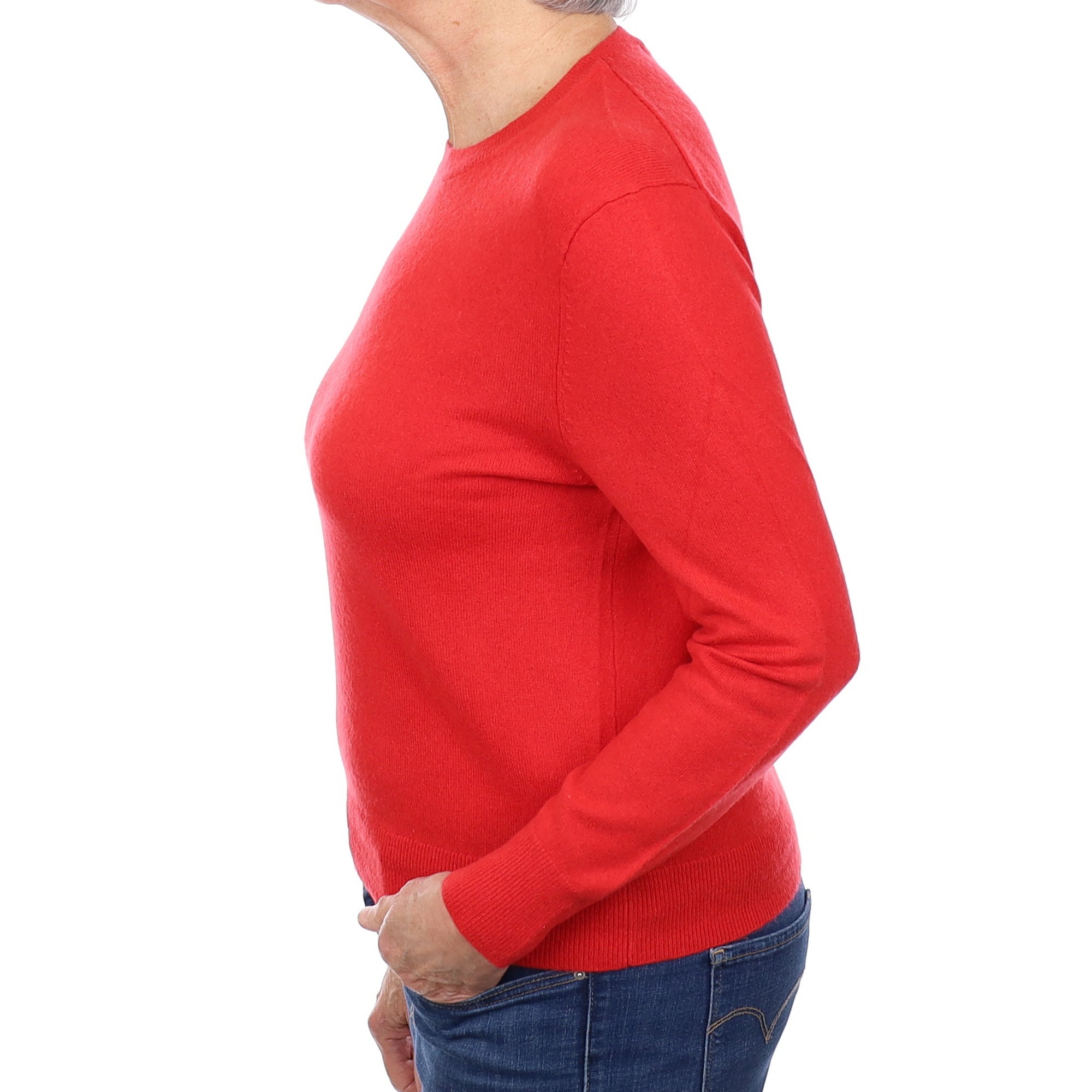 Vermillion Red Cashmere Crew Neck Jumper Medium