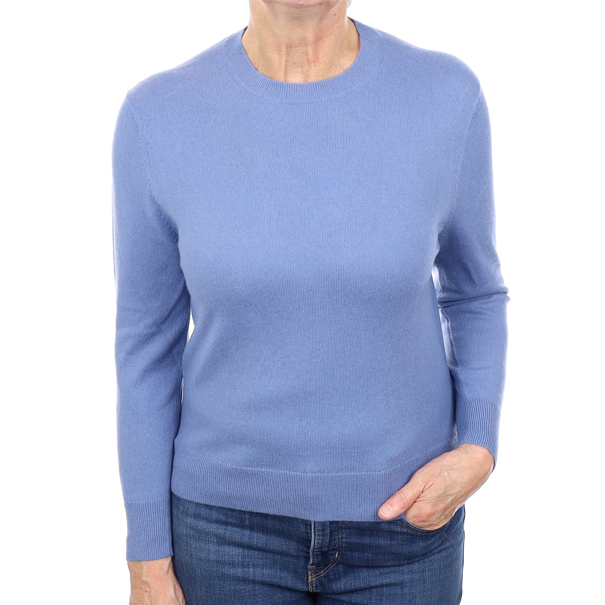 Cornflower Blue Cashmere Crew Neck Jumper Medium
