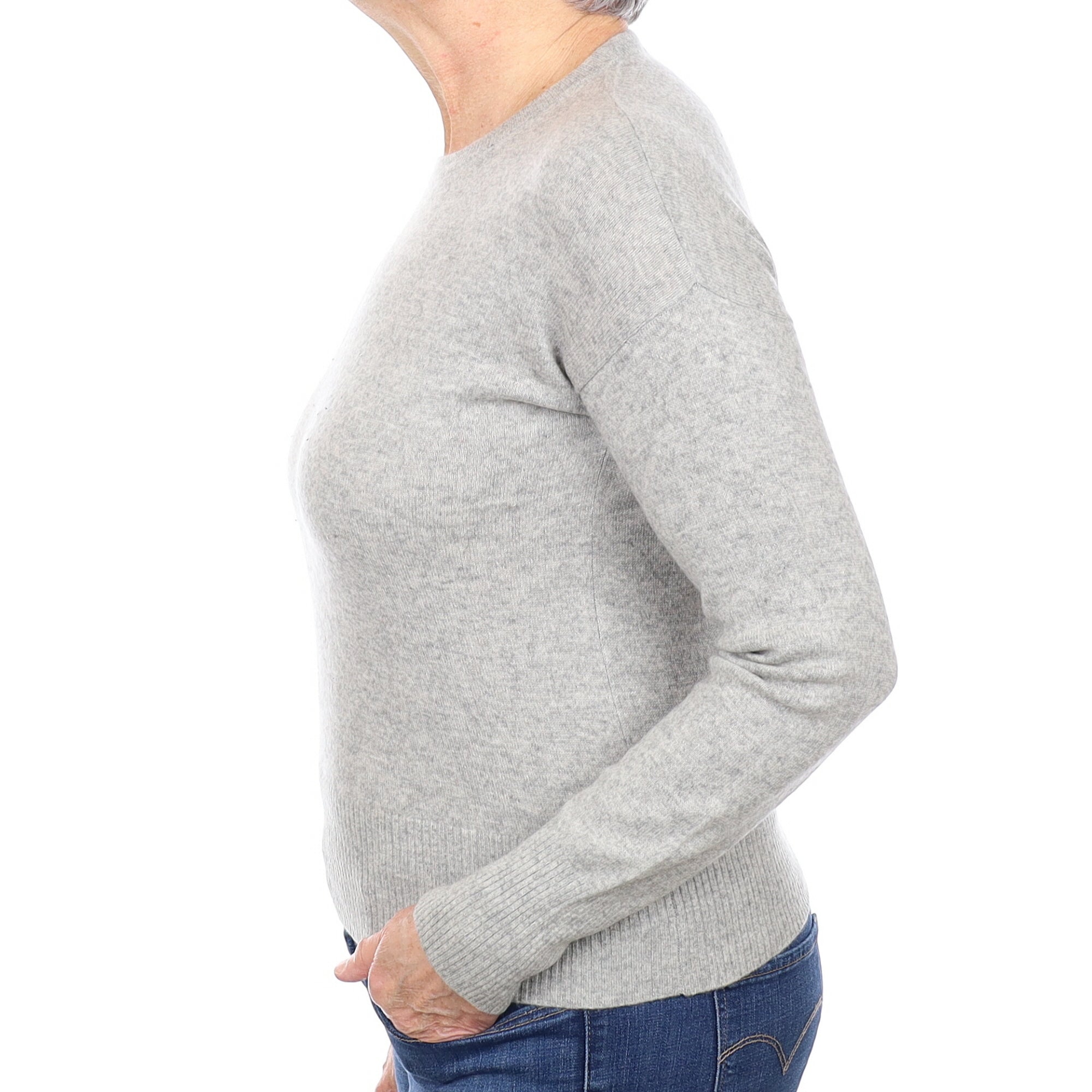 Slate Grey Cashmere Crew Neck Jumper Medium