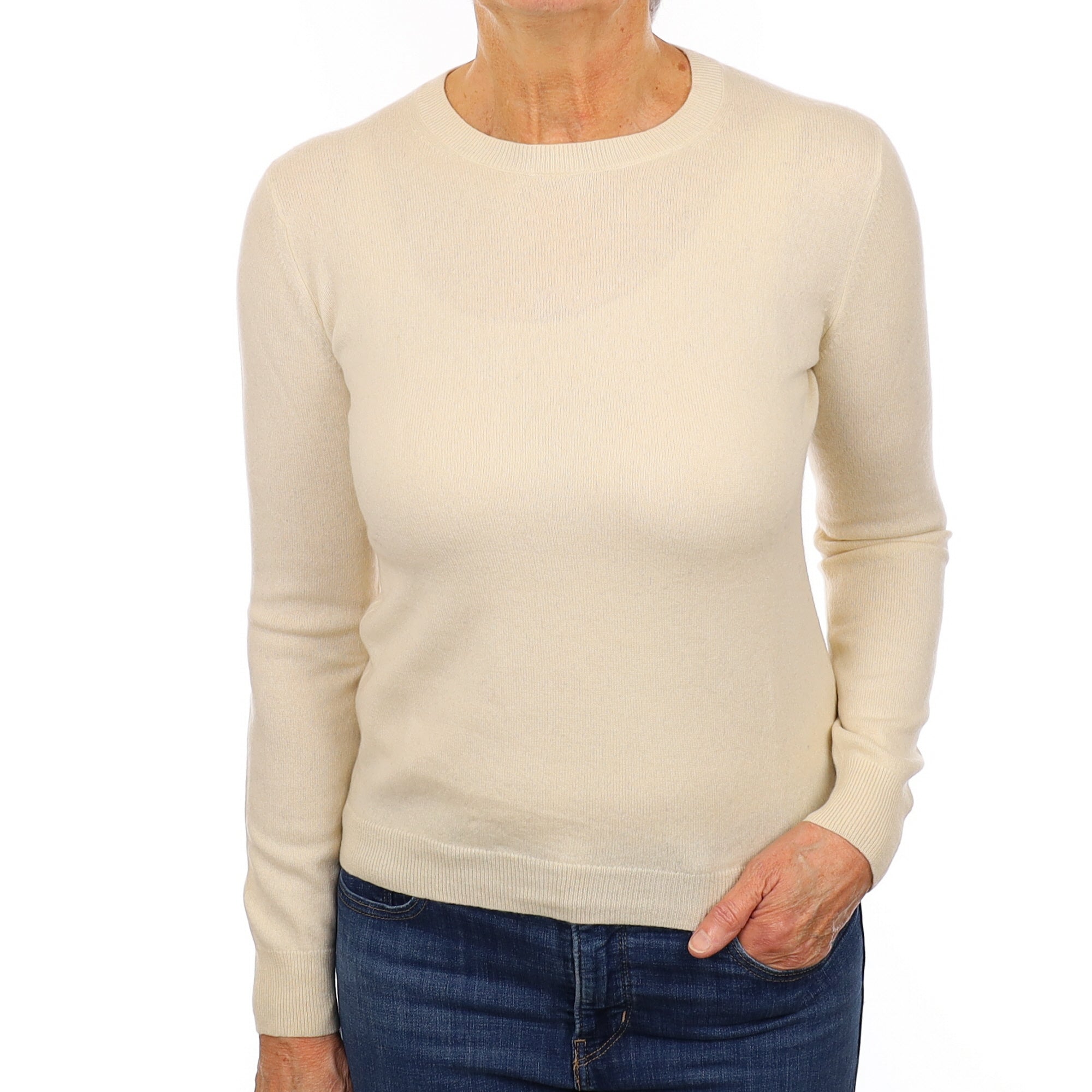 Vanilla Cream Cashmere Crew Neck Jumper Medium