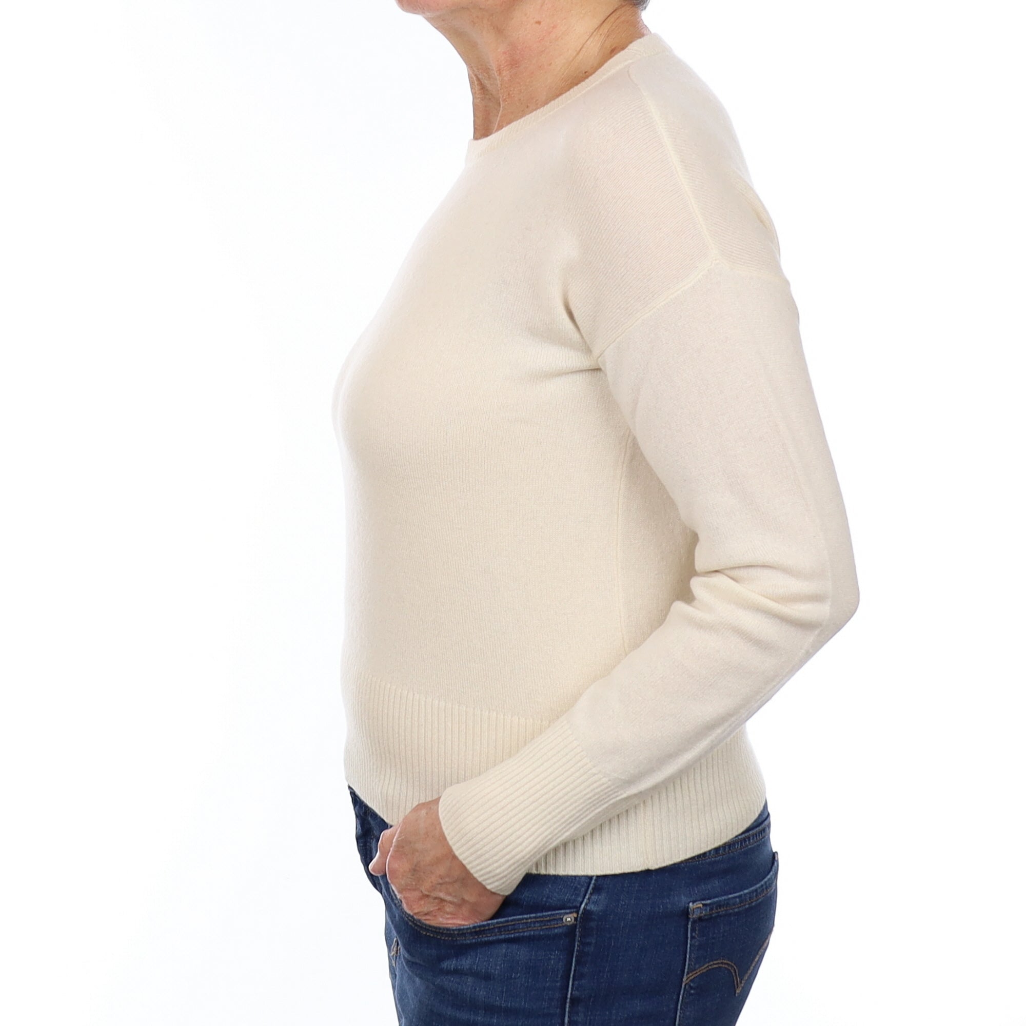 Vanilla Cream Cashmere Crew Neck Jumper Medium