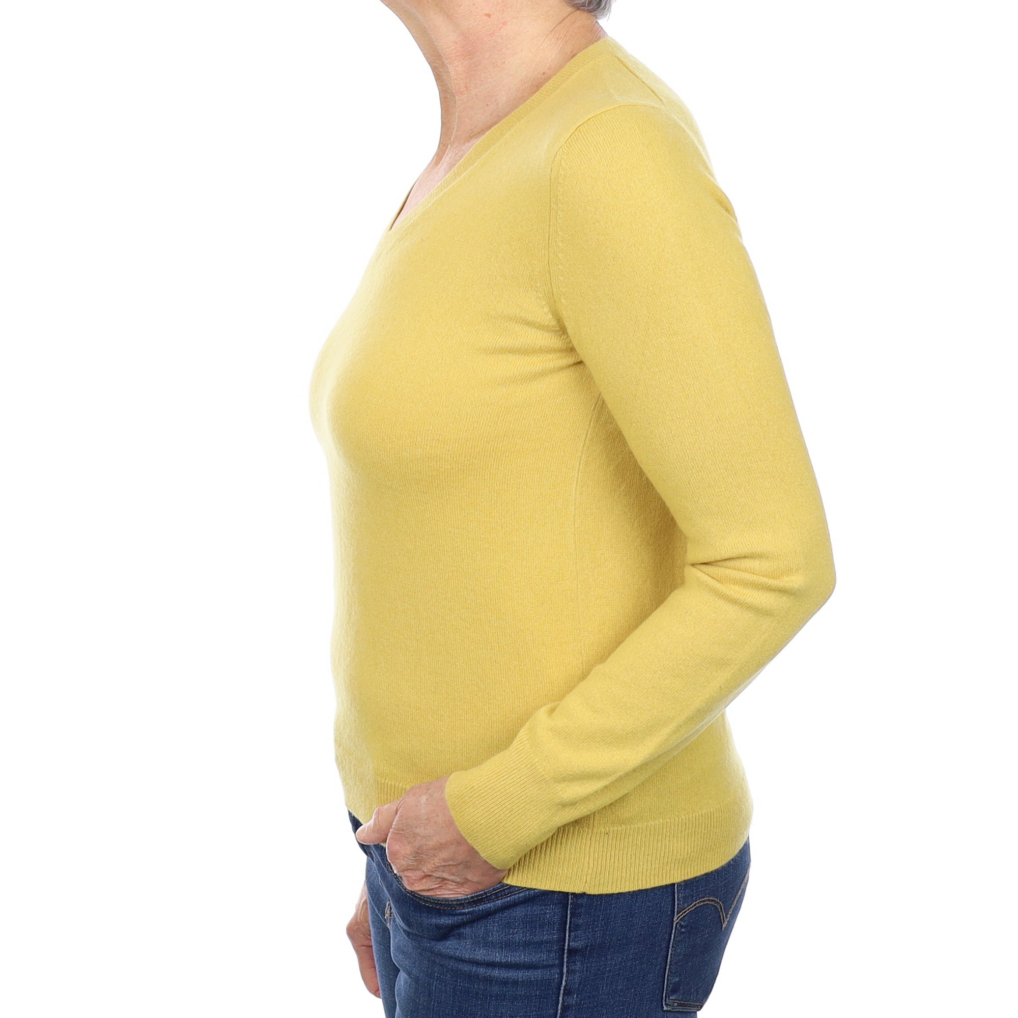 Sunflower Yellow Cashmere V Neck Jumper Medium