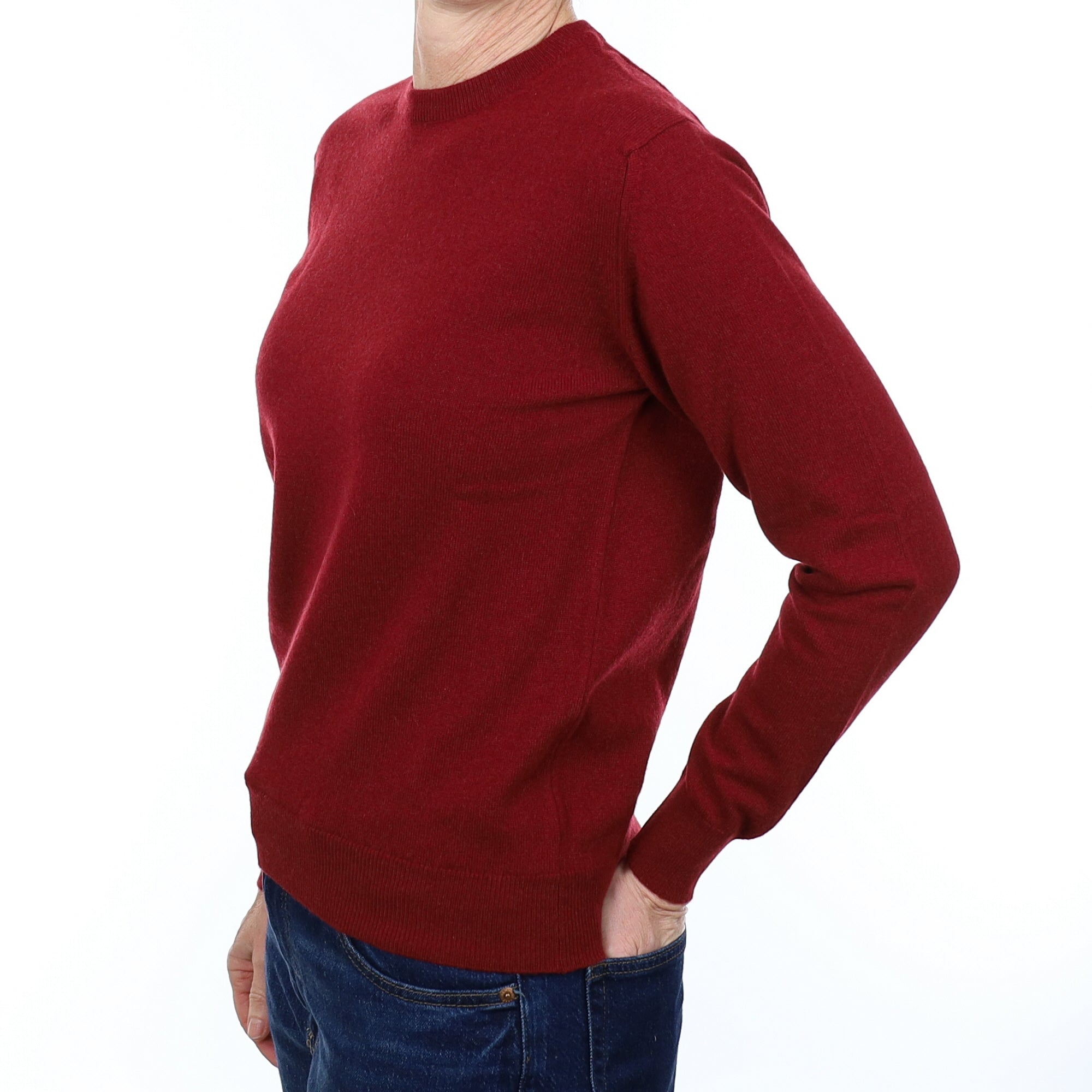 Brand New Scottish Maroon Red Cashmere Crew Neck Jumper Small