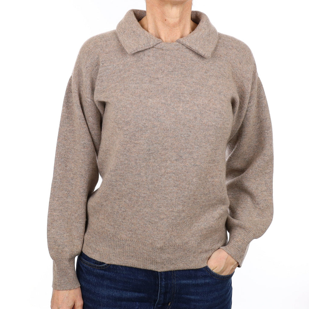 Brand New Scottish Mink Chunky Cashmere Collared Crew Neck Jumper Small