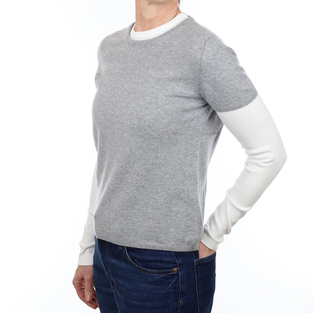 Brand New Scottish Smoke Grey Cashmere Short Sleeve Crew Neck Jumper Small