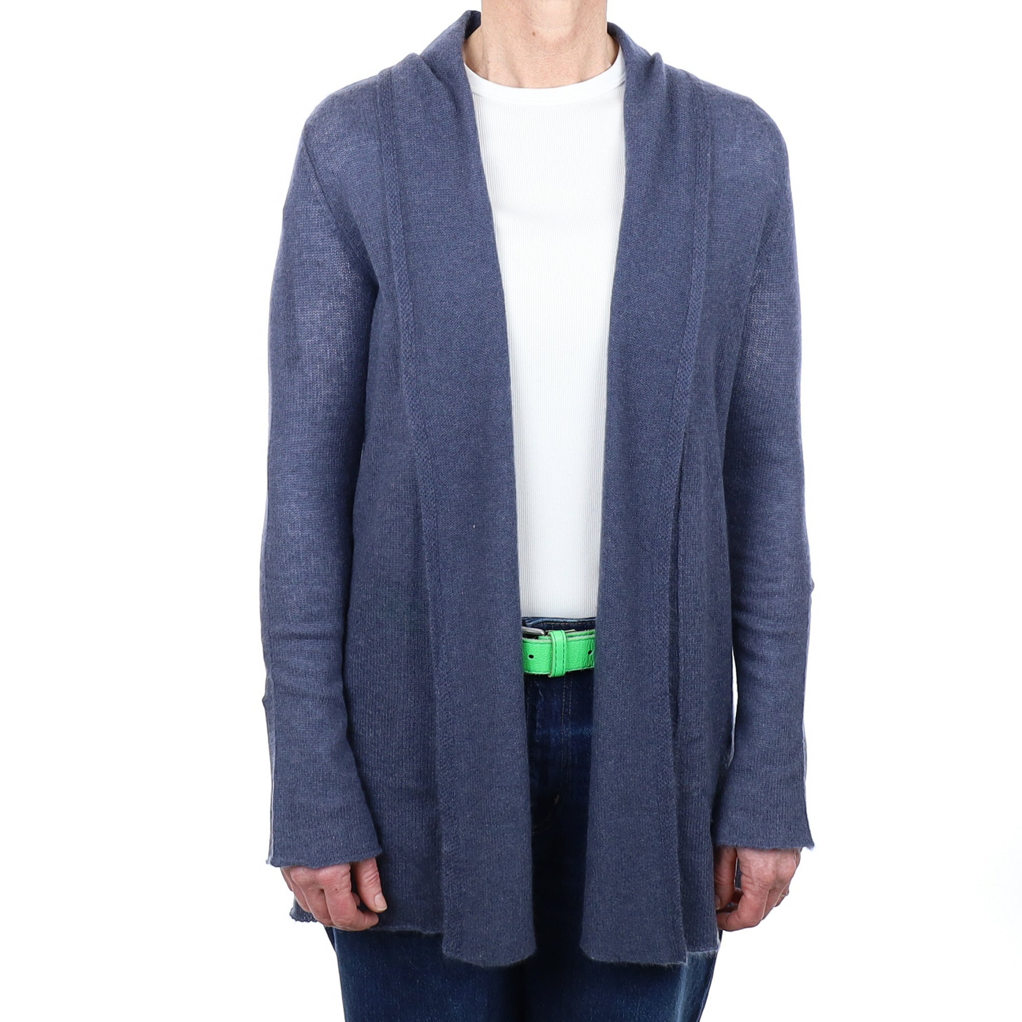 Dusky Blue Cashmere Edge to Edge Cardigan Small