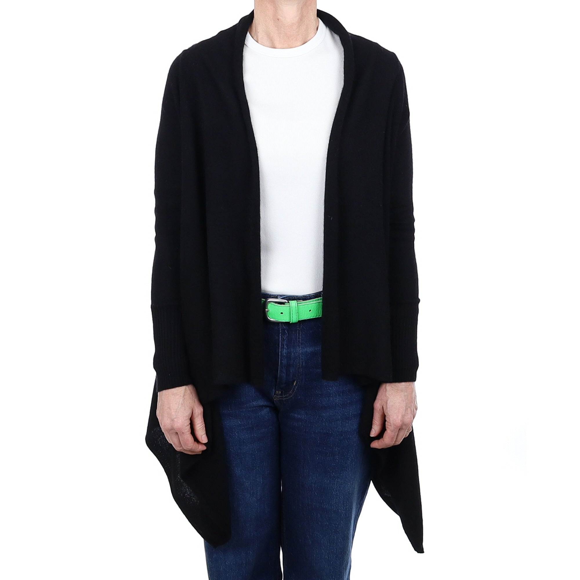 Black Cashmere Waterfall Cardigan Small