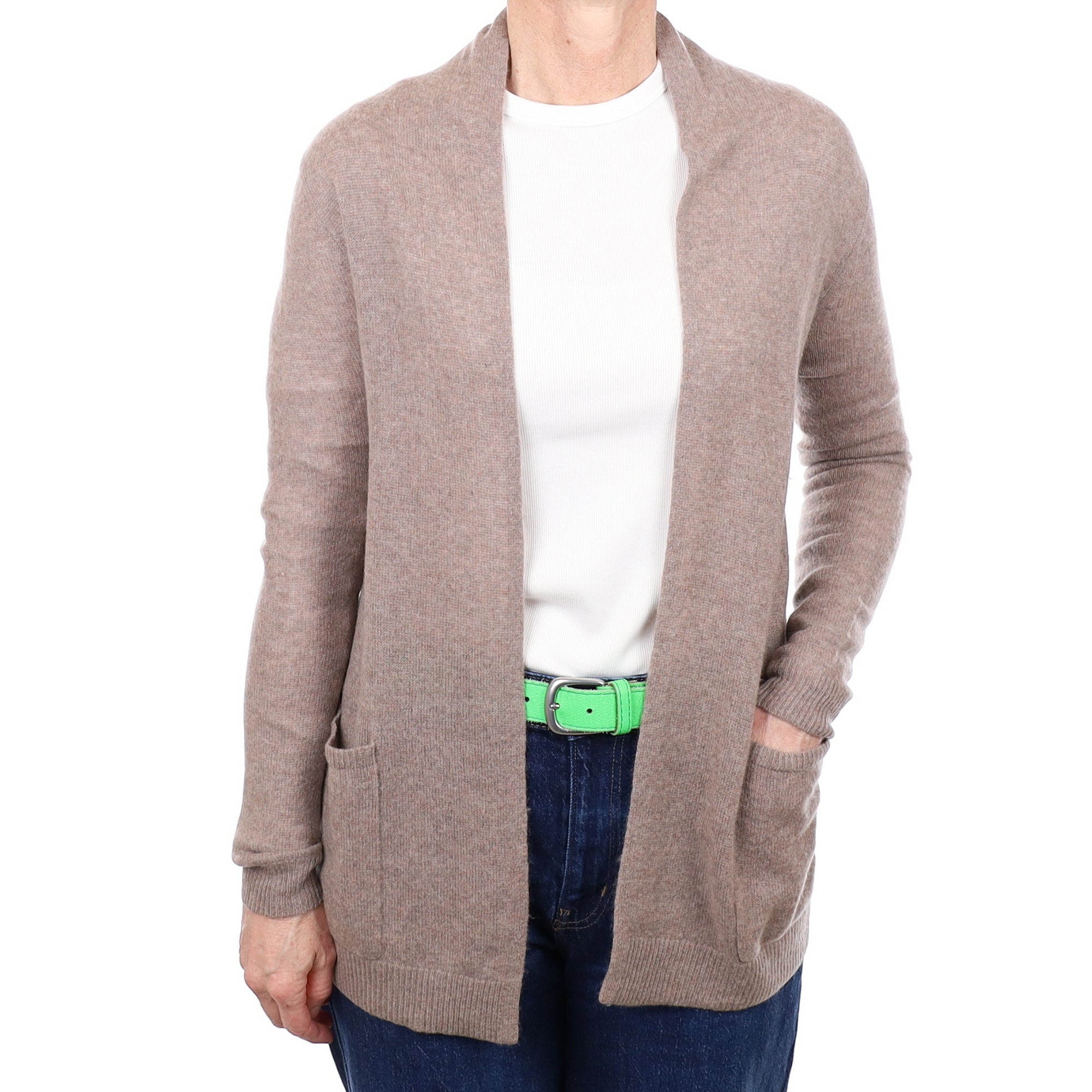 Mink Cashmere Edge to Edge Cardigan With Pockets Small
