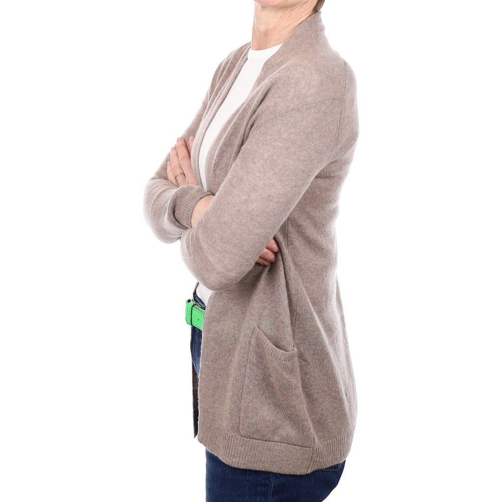 Mink Cashmere Edge to Edge Cardigan With Pockets Small
