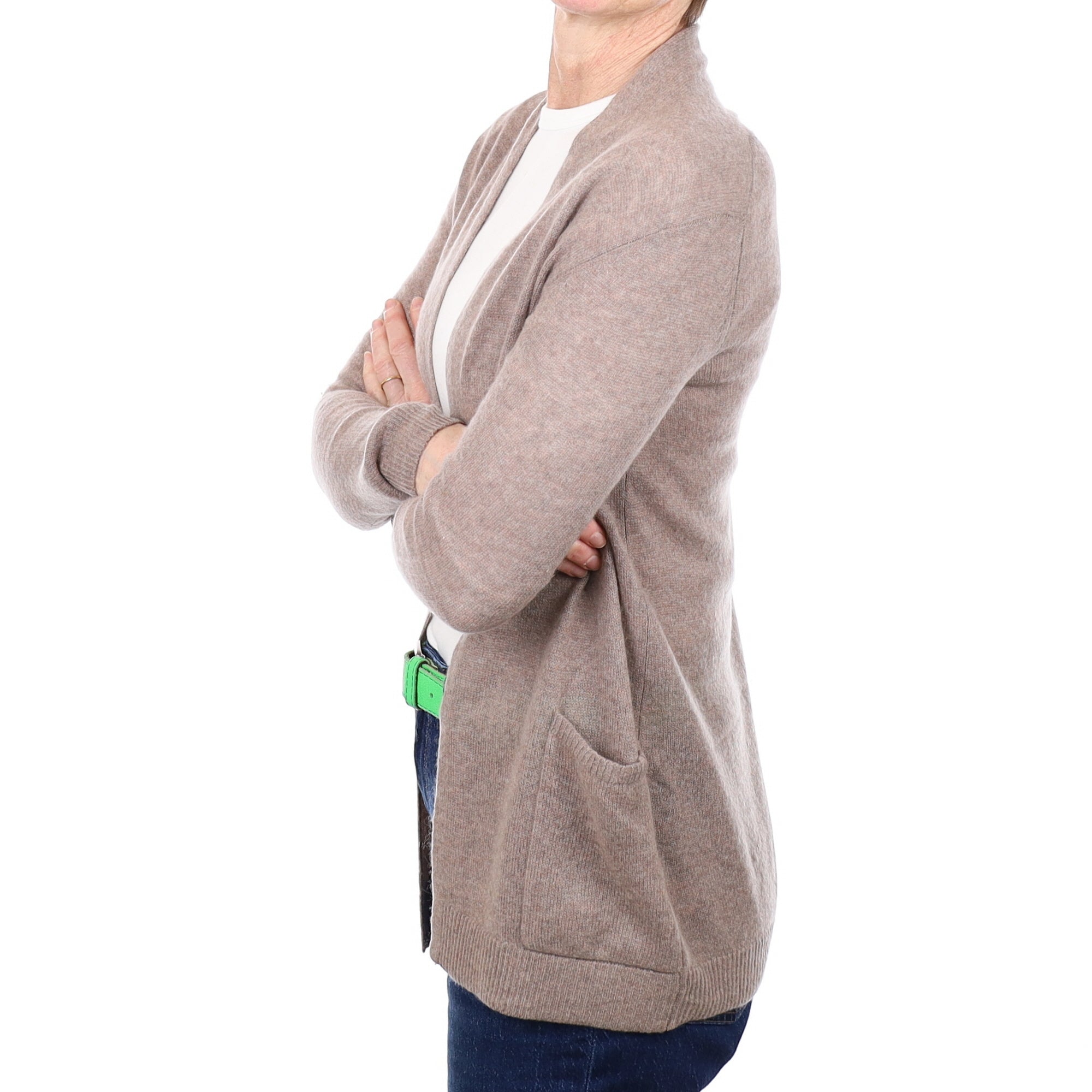 Mink Cashmere Edge to Edge Cardigan With Pockets Small