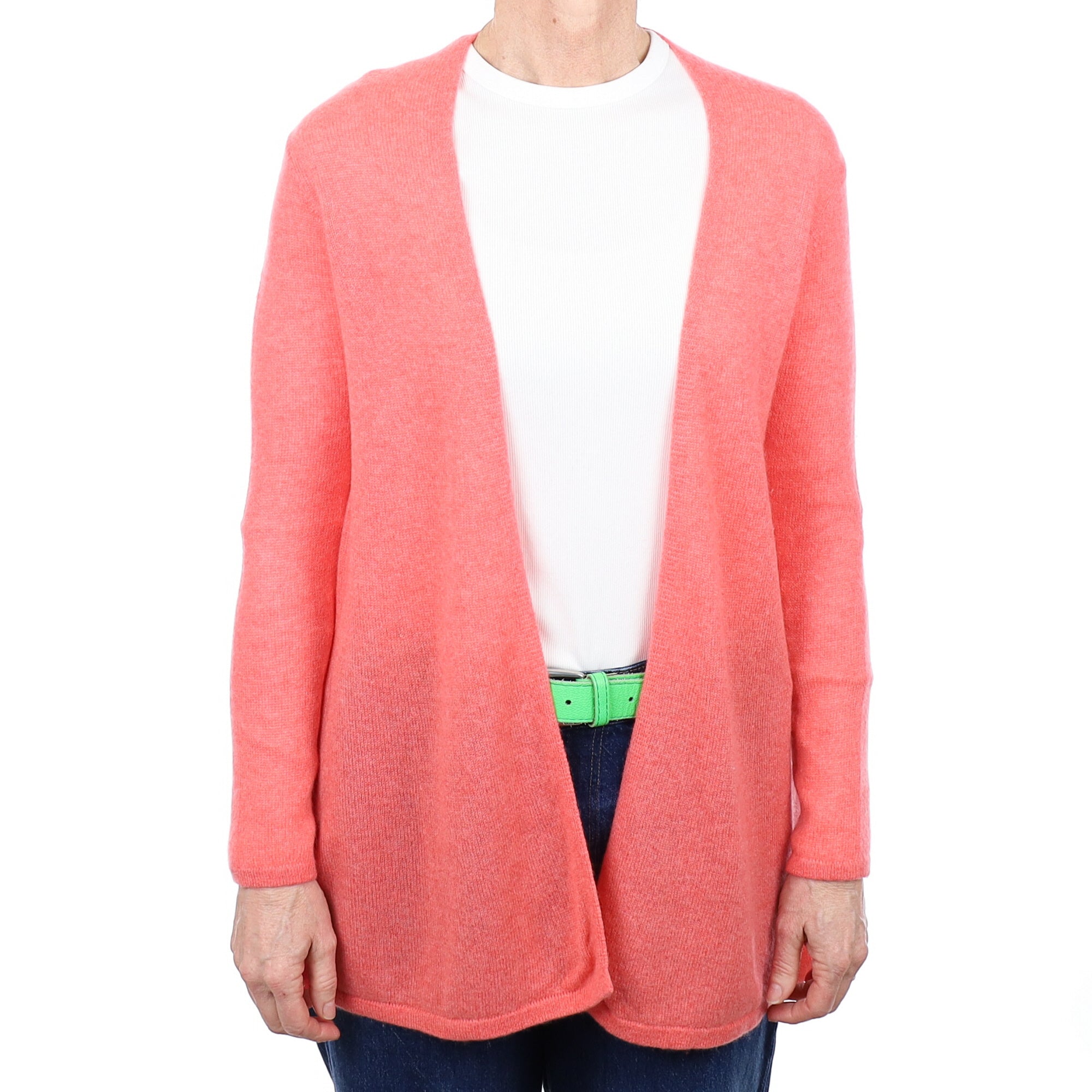 Coral Pink Cashmere Edge To Edge Cardigan Small