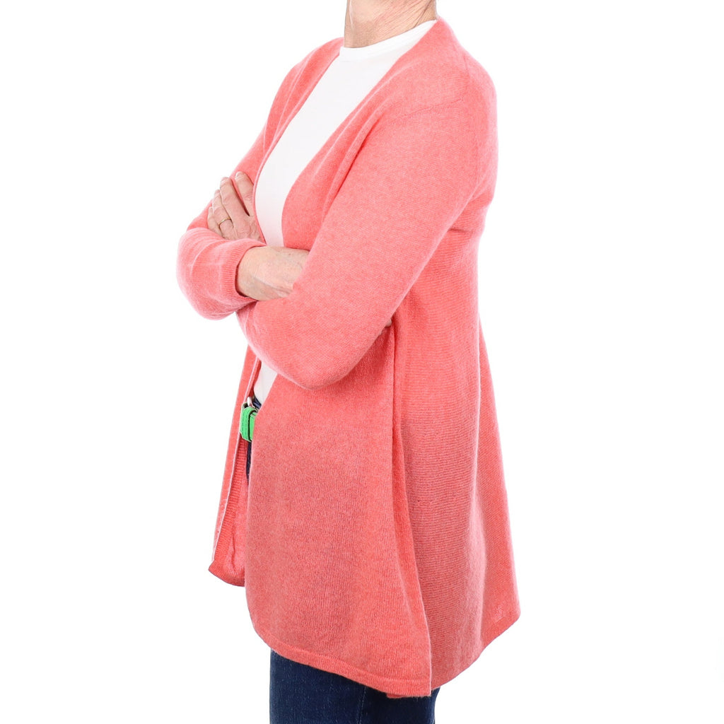 Coral Pink Cashmere Edge To Edge Cardigan Small