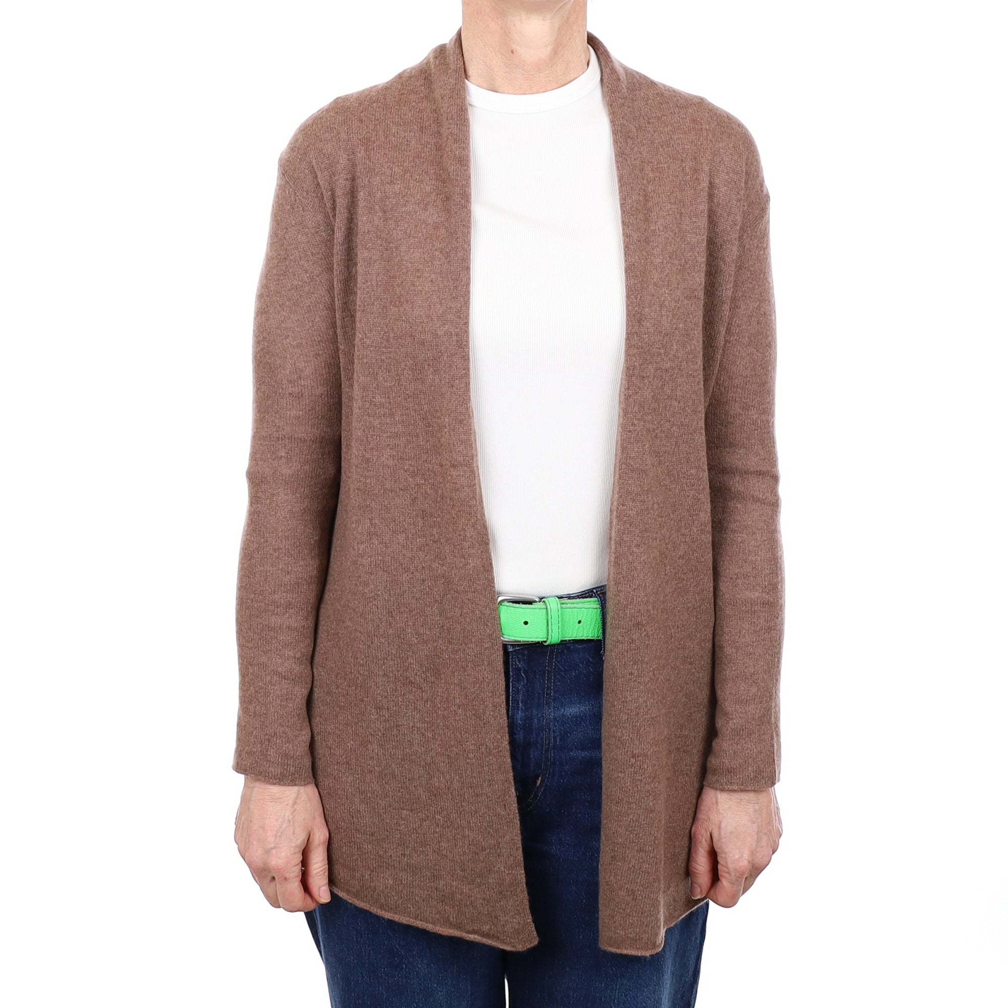 Mocha Brown Cashmere Edge to Edge Cardigan Small