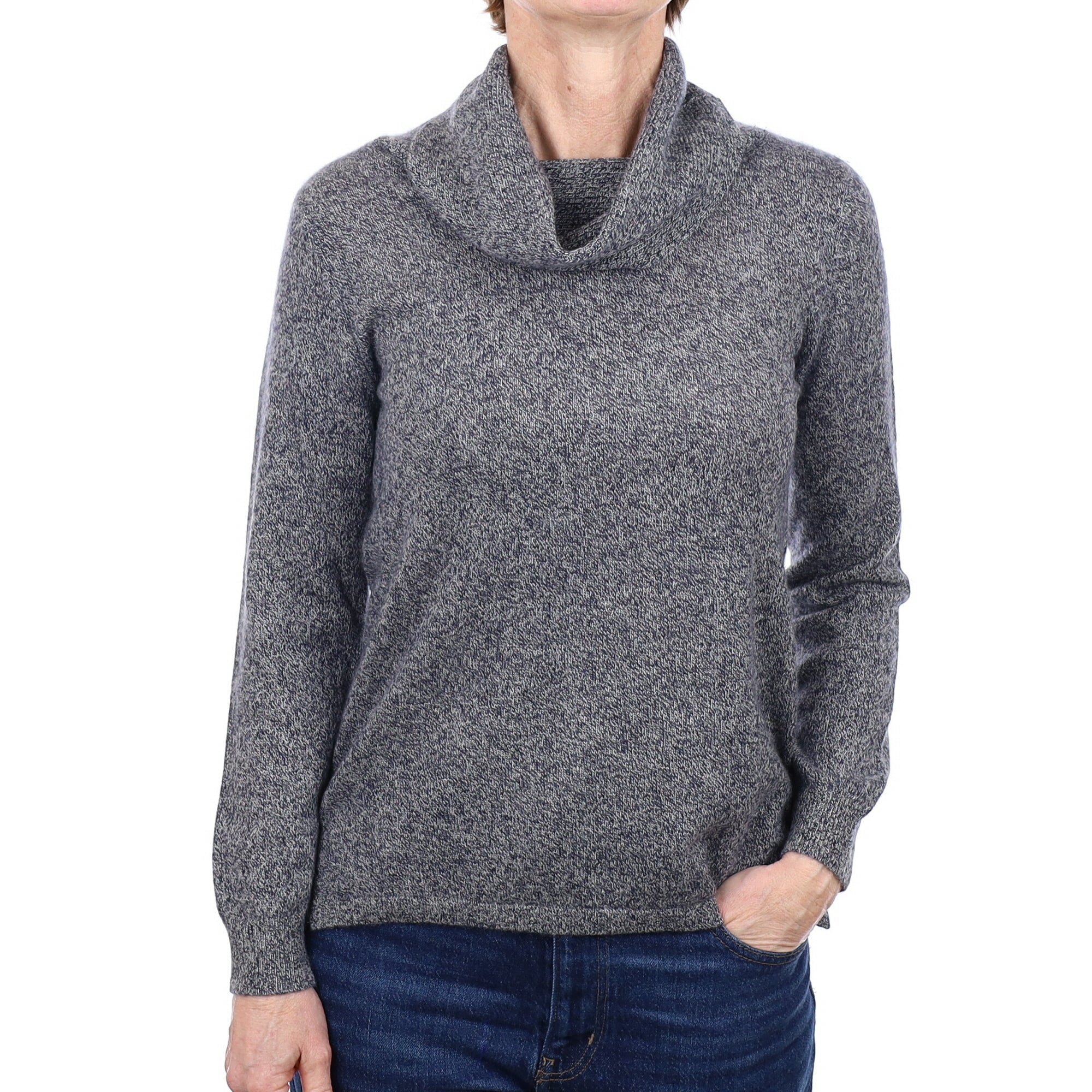 Charcoal Grey Cashmere Cowl Neck Jumper Small