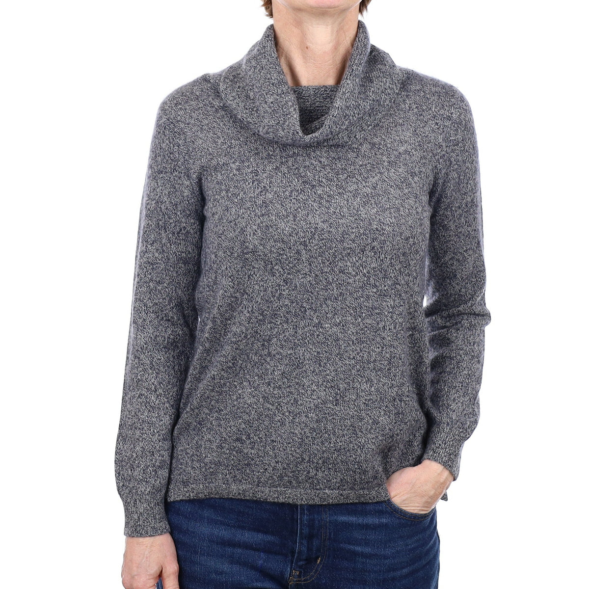 Charcoal Grey Cashmere Cowl Neck Jumper Small