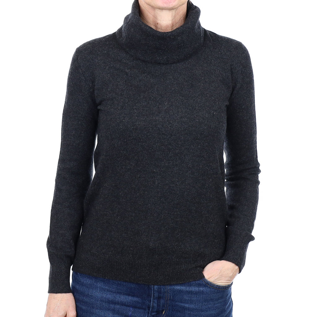 Graphite Grey Cashmere Polo Neck Jumper Small