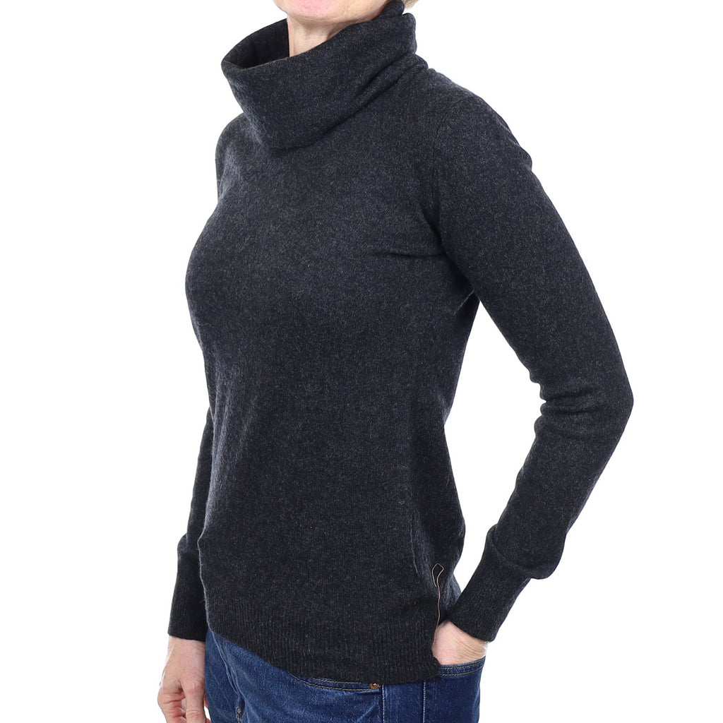 Graphite Grey Cashmere Polo Neck Jumper Small