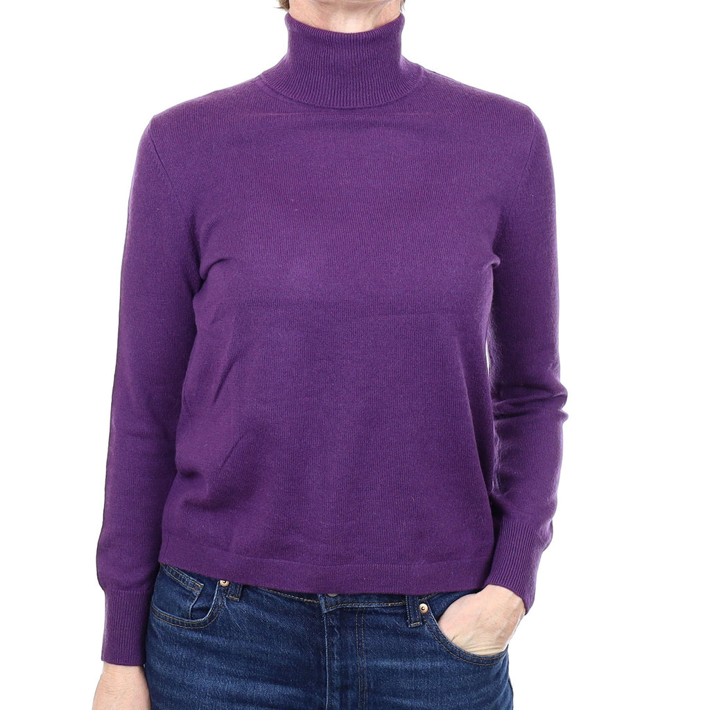 Iris Purple Cashmere Polo Neck Jumper Small